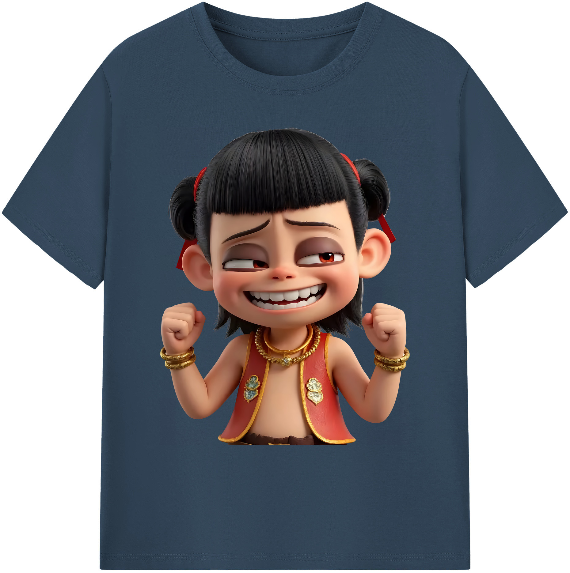 （画像用） Ne Zha 2 ナタ 魔童の大暴れ 綿100％ メンズ半袖Tシャツ｜肌触りやわらか＆通気性