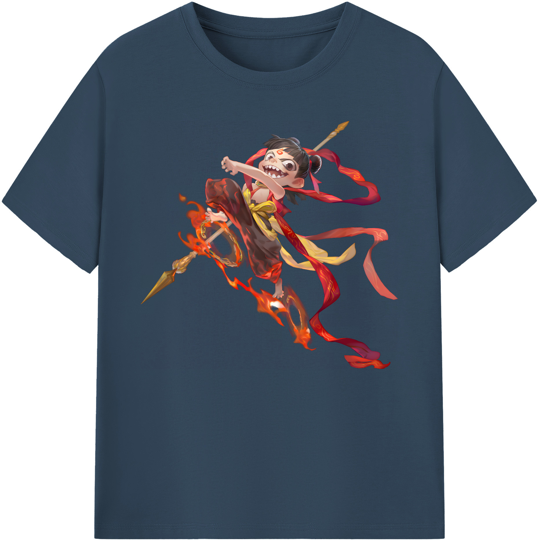 （画像用） Ne Zha 2 ナタ 魔童の大暴れ 綿100％ メンズ半袖Tシャツ｜肌触りやわらか＆通気性