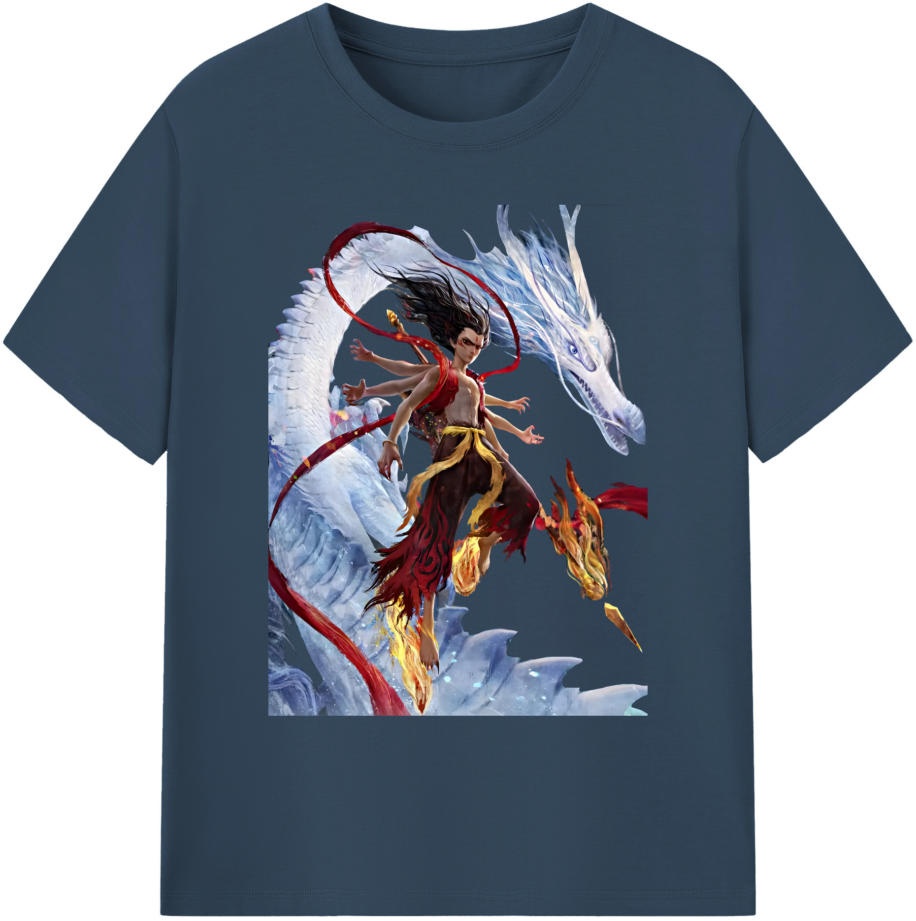 （画像用） Ne Zha 2 ナタ 魔童の大暴れ 綿100％ メンズ半袖Tシャツ｜肌触りやわらか＆通気性