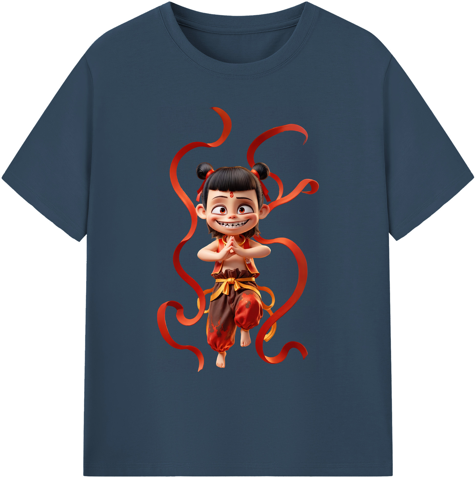 （画像用） Ne Zha 2 ナタ 魔童の大暴れ 綿100％ メンズ半袖Tシャツ｜肌触りやわらか＆通気性