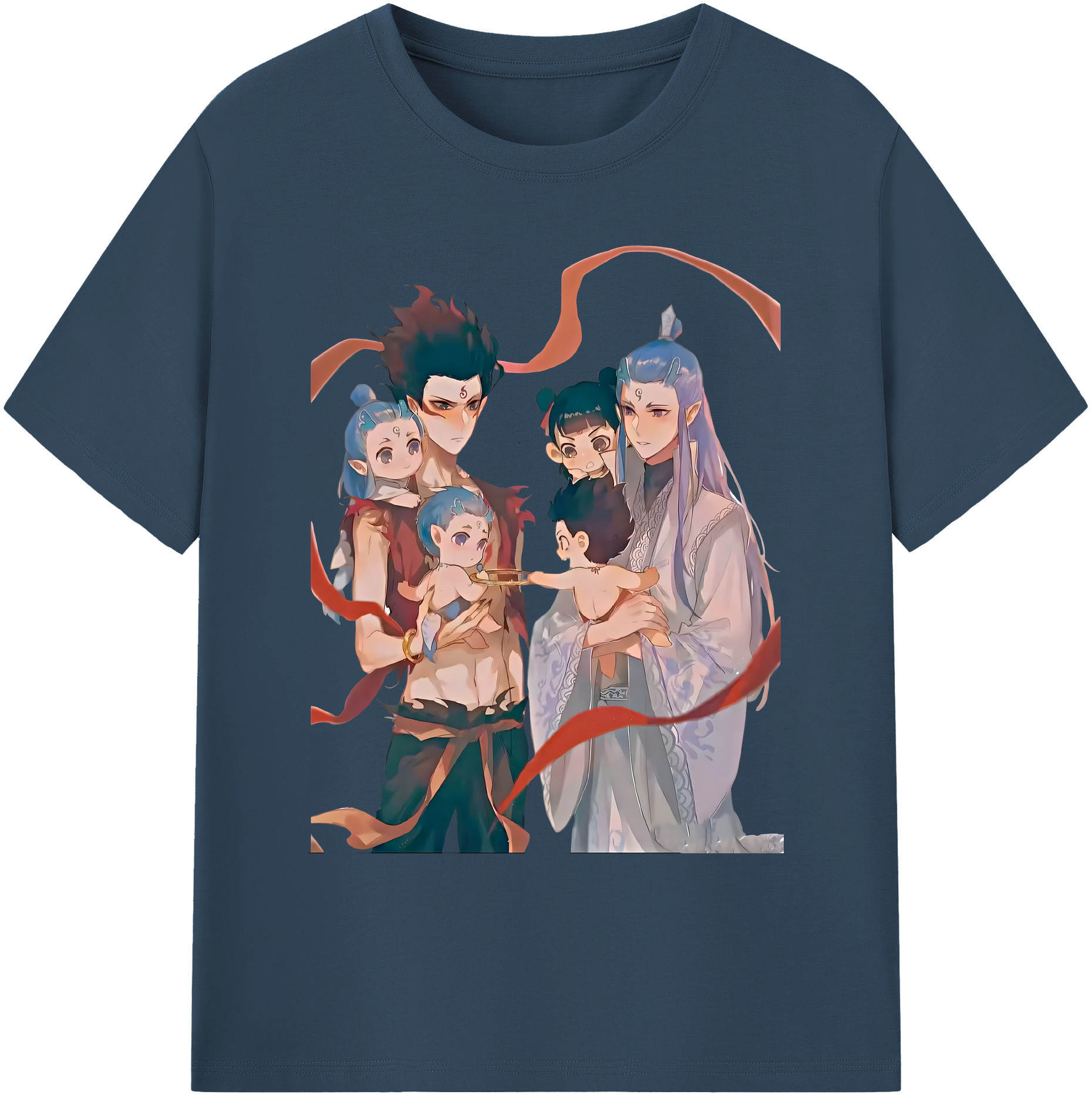 （画像用） Ne Zha 2 ナタ 魔童の大暴れ 綿100％ メンズ半袖Tシャツ｜肌触りやわらか＆通気性