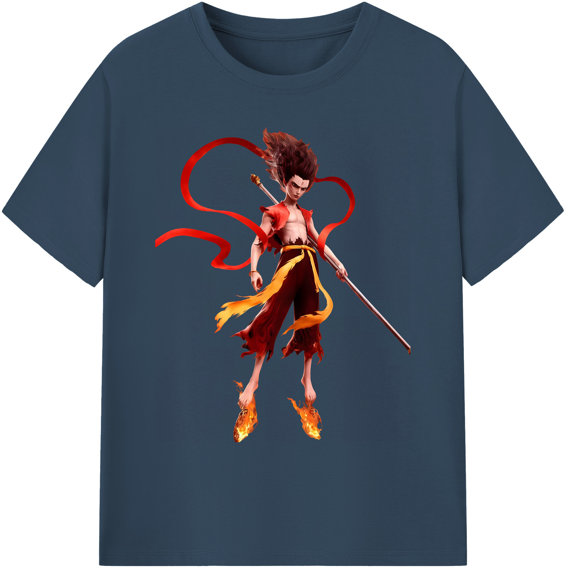 （画像用） Ne Zha 2 ナタ 魔童の大暴れ 綿100％ メンズ半袖Tシャツ｜肌触りやわらか＆通気性