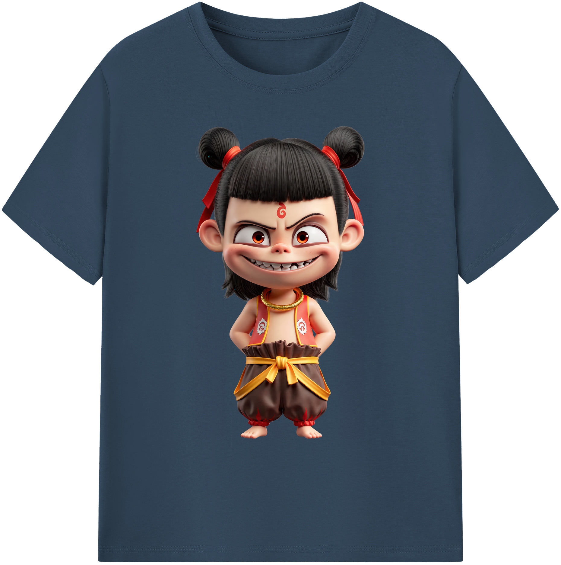 （画像用） Ne Zha 2 ナタ 魔童の大暴れ 綿100％ メンズ半袖Tシャツ｜肌触りやわらか＆通気性