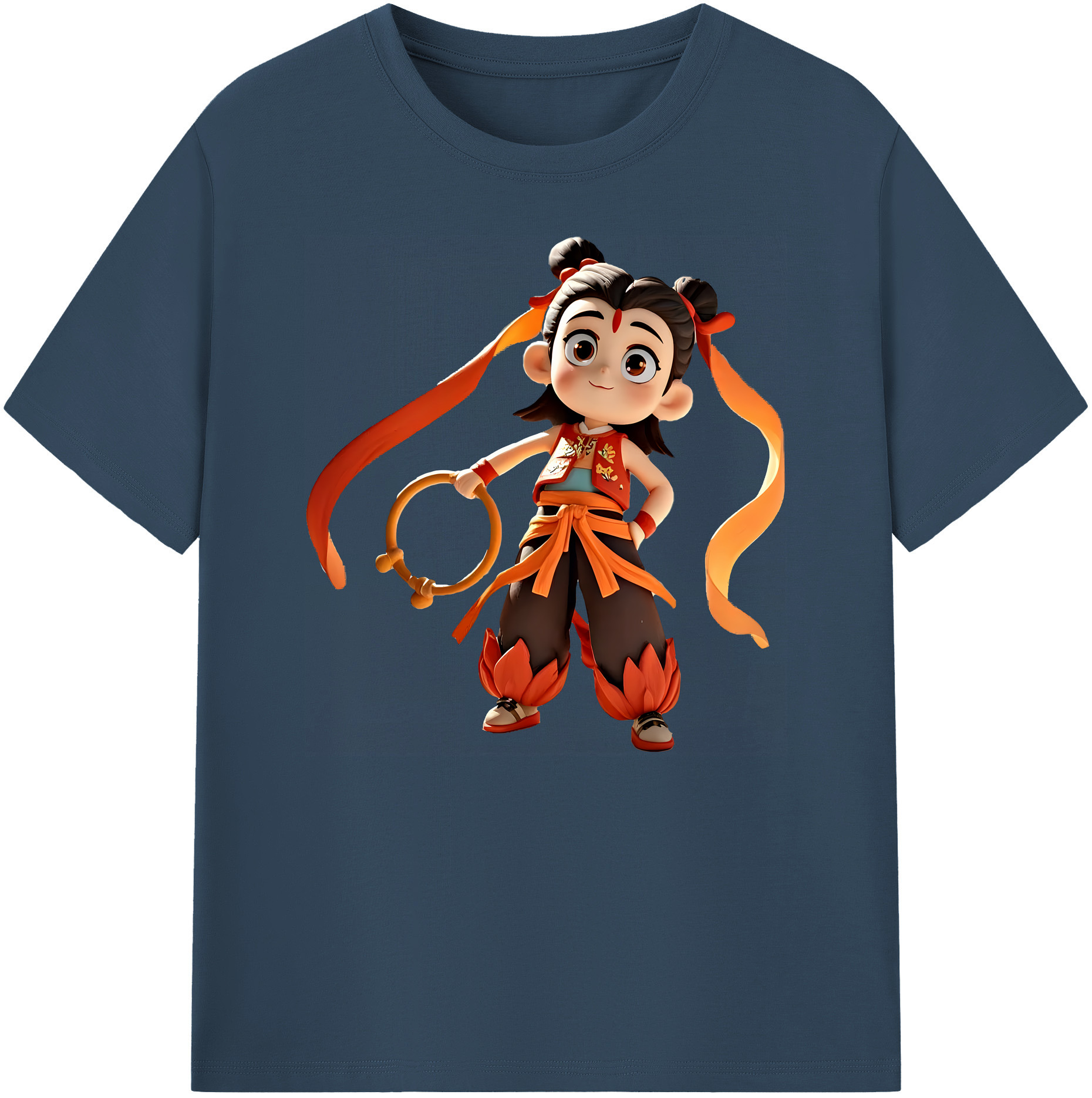 （画像用） Ne Zha 2 ナタ 魔童の大暴れ 綿100％ メンズ半袖Tシャツ｜肌触りやわらか＆通気性