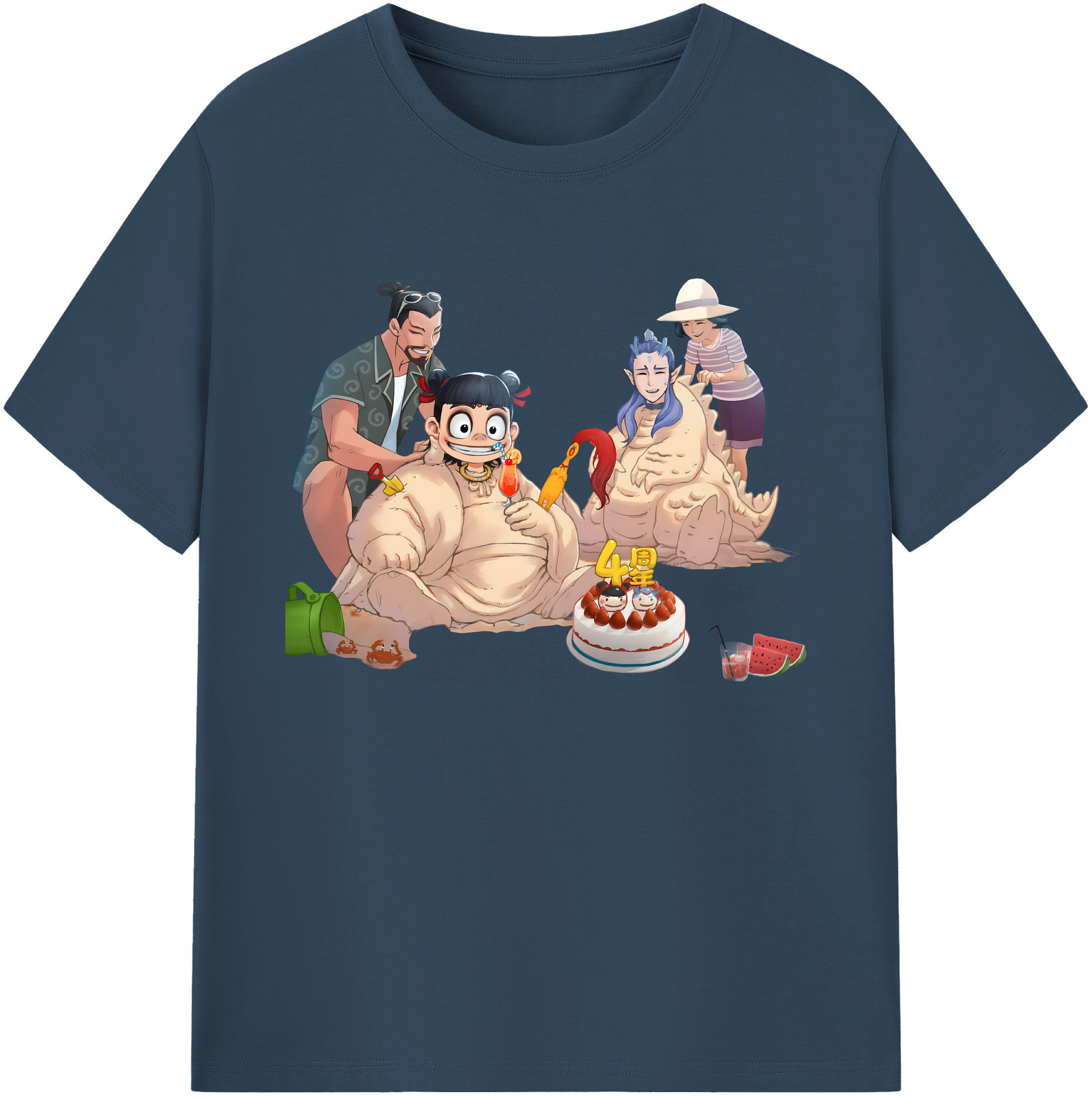 （画像用） Ne Zha 2 ナタ 魔童の大暴れ 綿100％ メンズ半袖Tシャツ｜肌触りやわらか＆通気性