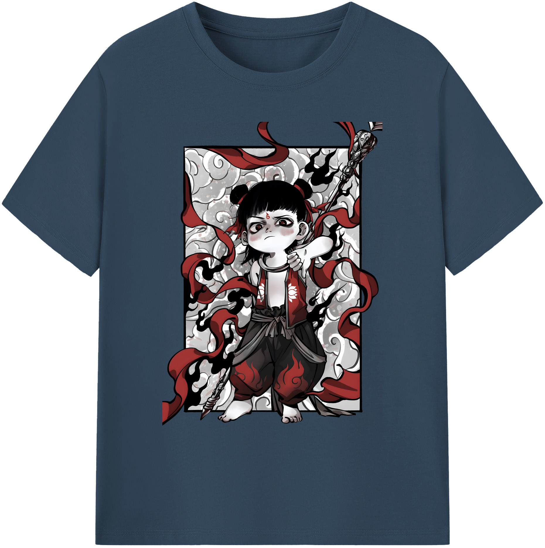（画像用） Ne Zha 2 ナタ 魔童の大暴れ 綿100％ メンズ半袖Tシャツ｜肌触りやわらか＆通気性