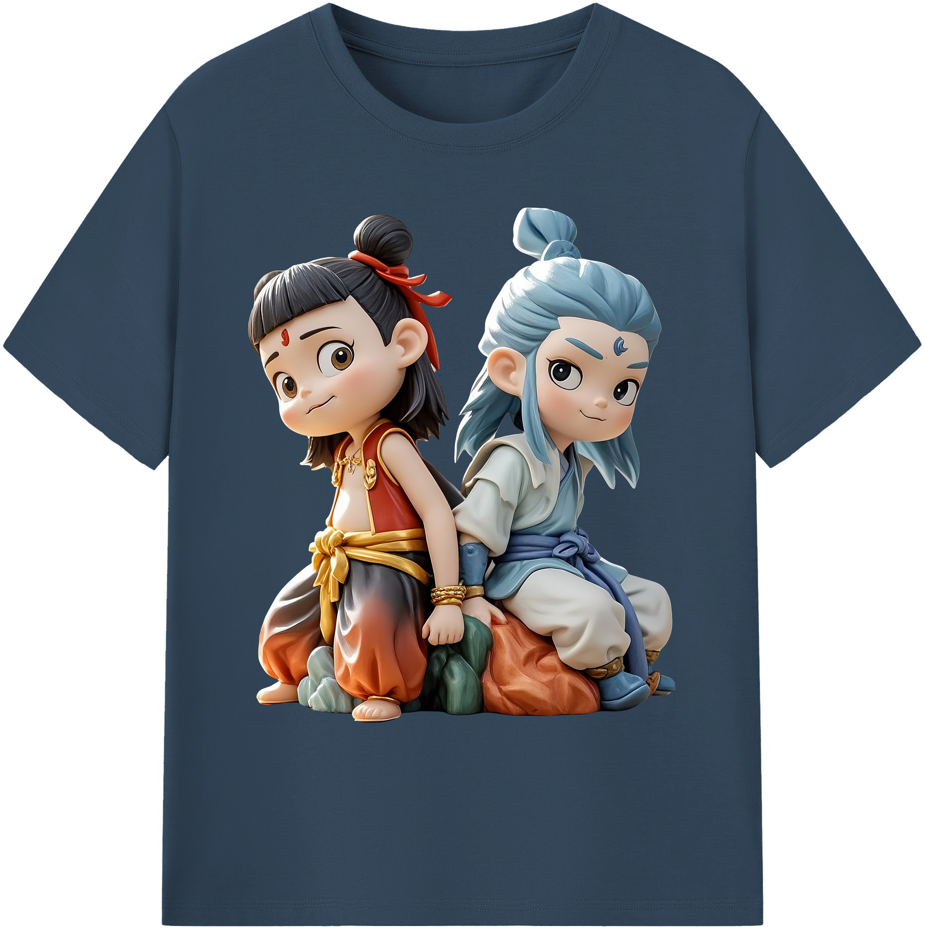（画像用） Ne Zha 2 ナタ 魔童の大暴れ 綿100％ メンズ半袖Tシャツ｜肌触りやわらか＆通気性