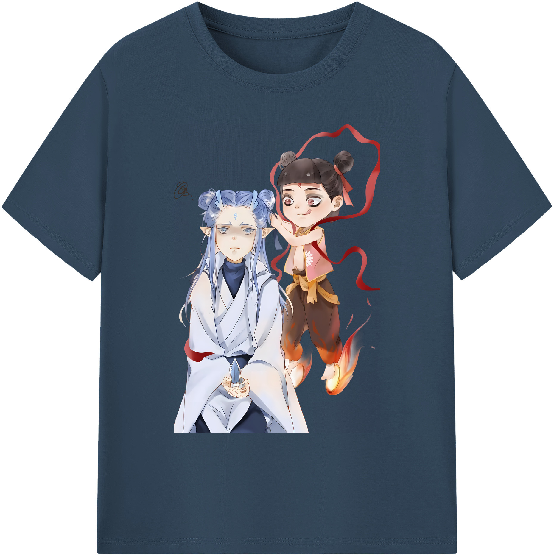 （画像用） Ne Zha 2 ナタ 魔童の大暴れ 綿100％ メンズ半袖Tシャツ｜肌触りやわらか＆通気性