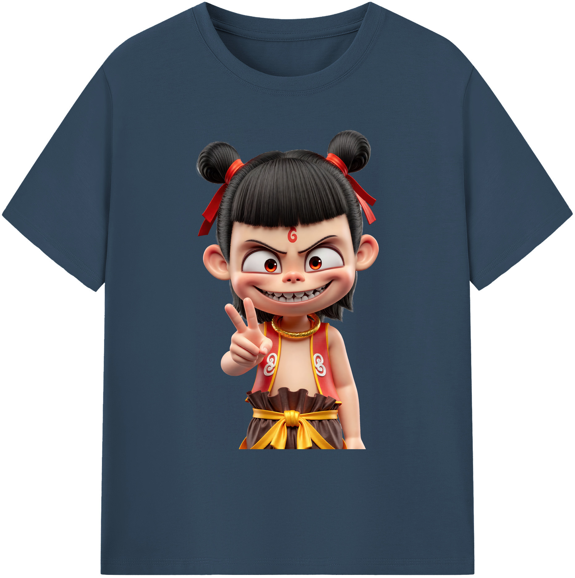 （画像用） Ne Zha 2 ナタ 魔童の大暴れ 綿100％ メンズ半袖Tシャツ｜肌触りやわらか＆通気性