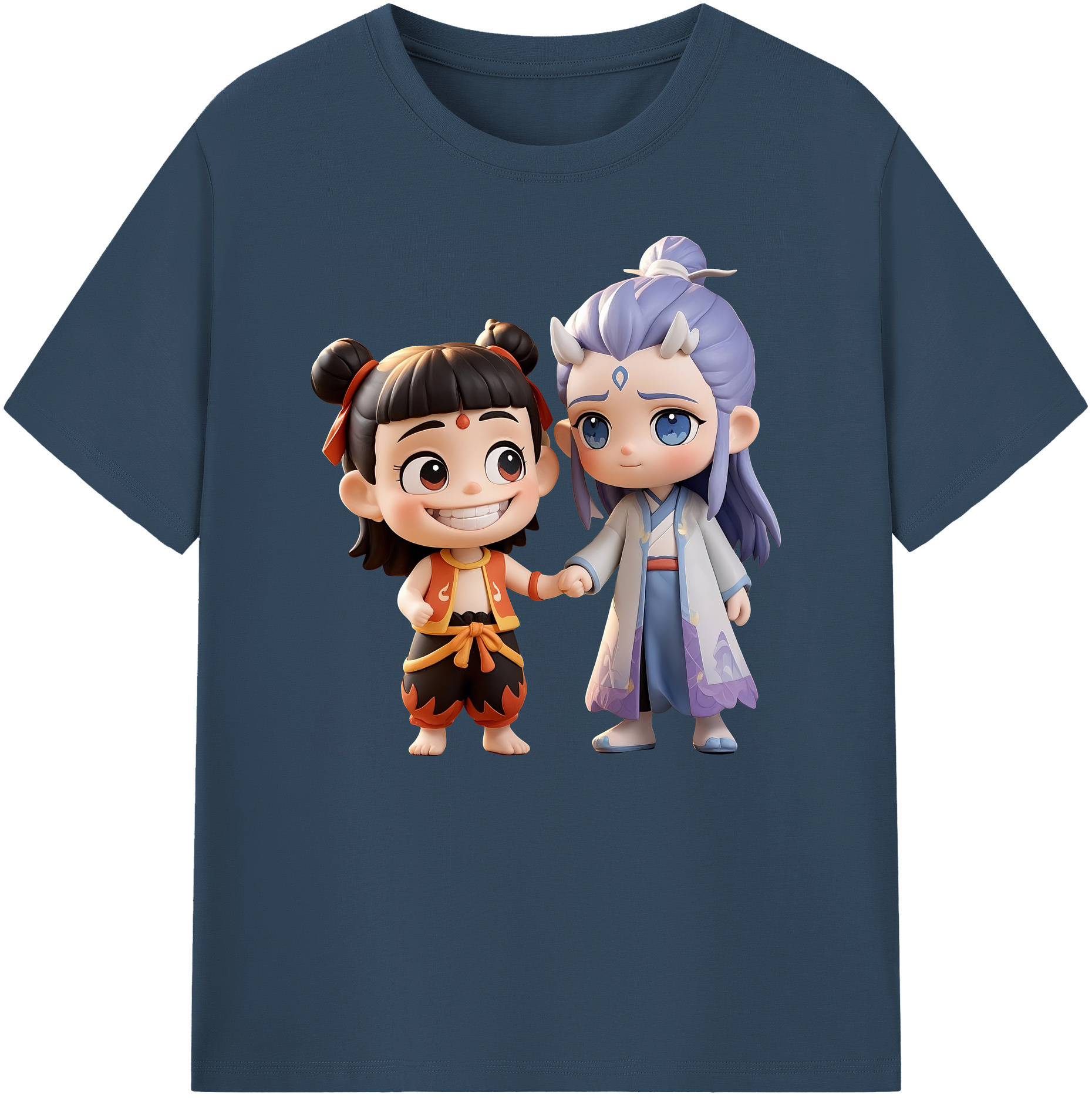 （画像用） Ne Zha 2 ナタ 魔童の大暴れ 綿100％ メンズ半袖Tシャツ｜肌触りやわらか＆通気性