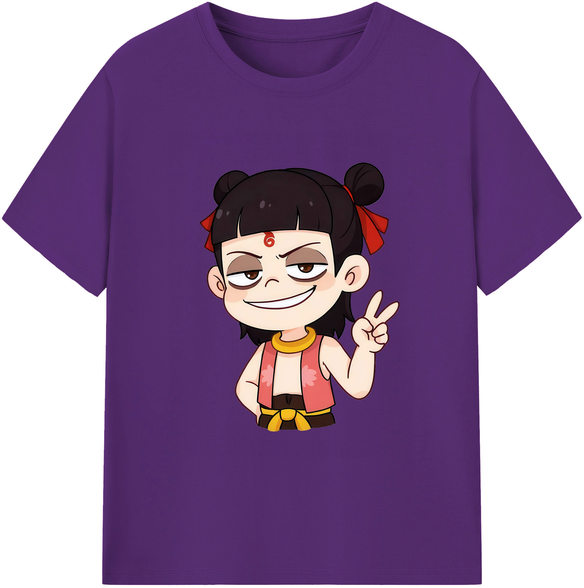 （画像用） Ne Zha 2 ナタ 魔童の大暴れ 綿100％ メンズ半袖Tシャツ｜肌触りやわらか＆通気性