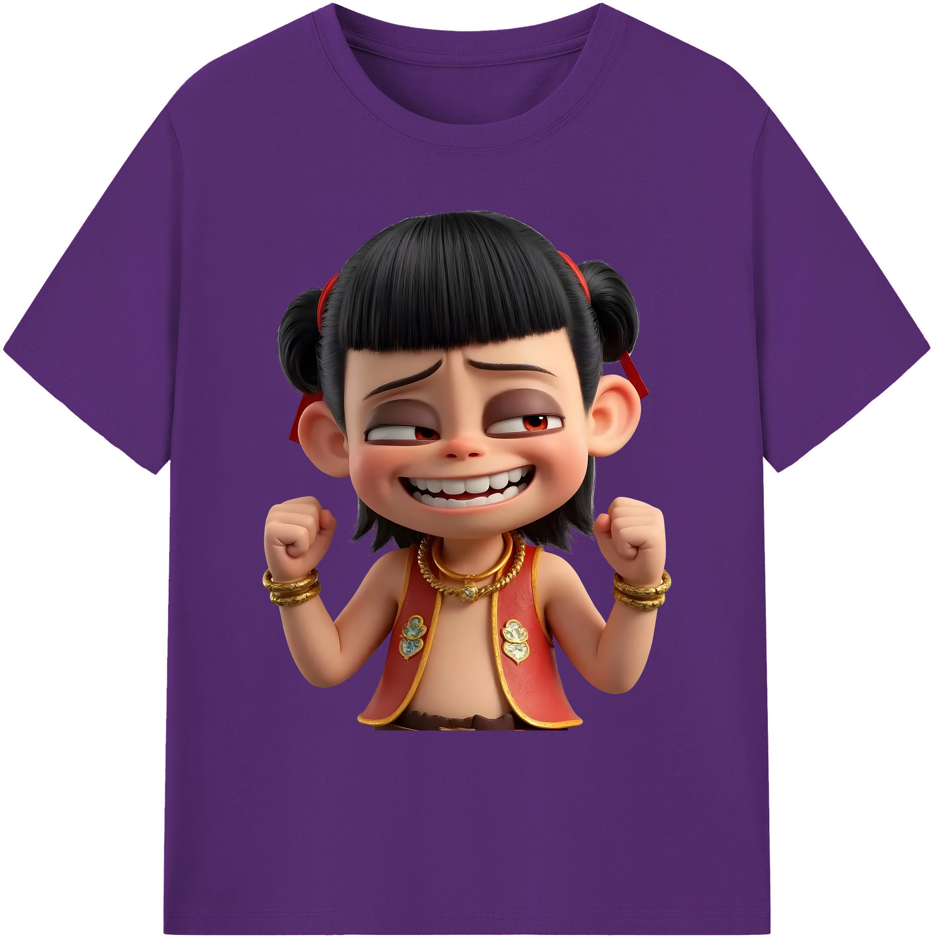 （画像用） Ne Zha 2 ナタ 魔童の大暴れ 綿100％ メンズ半袖Tシャツ｜肌触りやわらか＆通気性