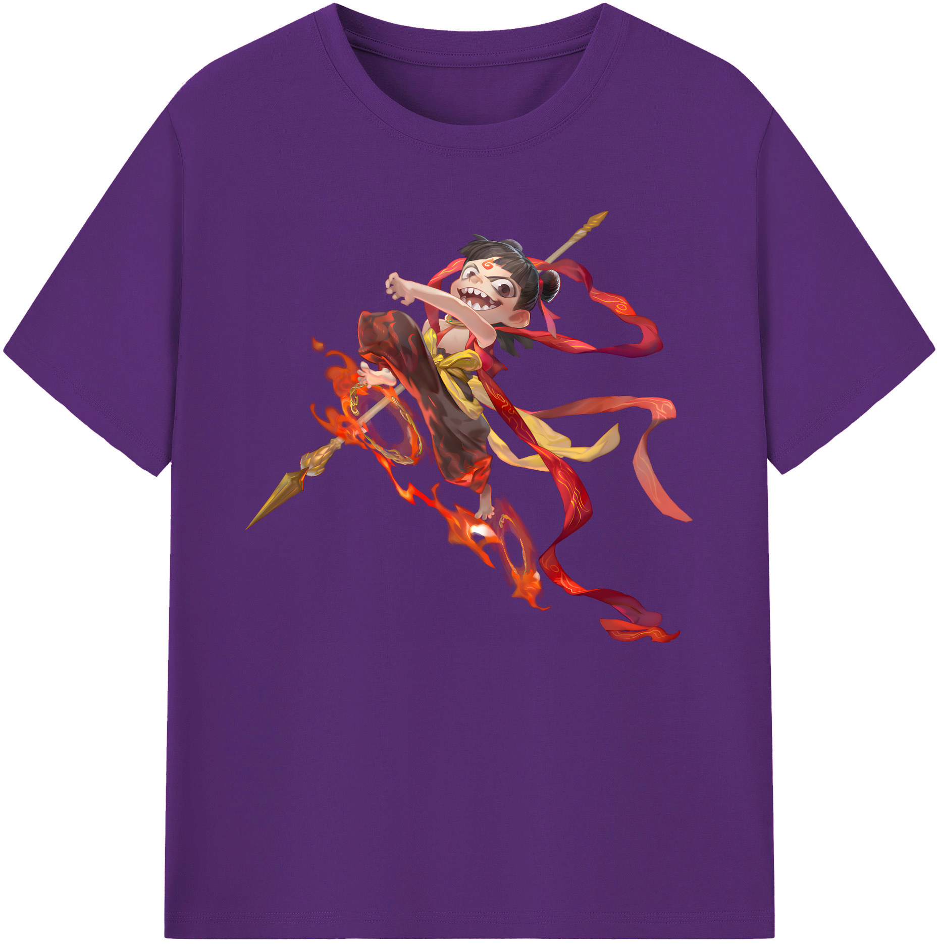 （画像用） Ne Zha 2 ナタ 魔童の大暴れ 綿100％ メンズ半袖Tシャツ｜肌触りやわらか＆通気性
