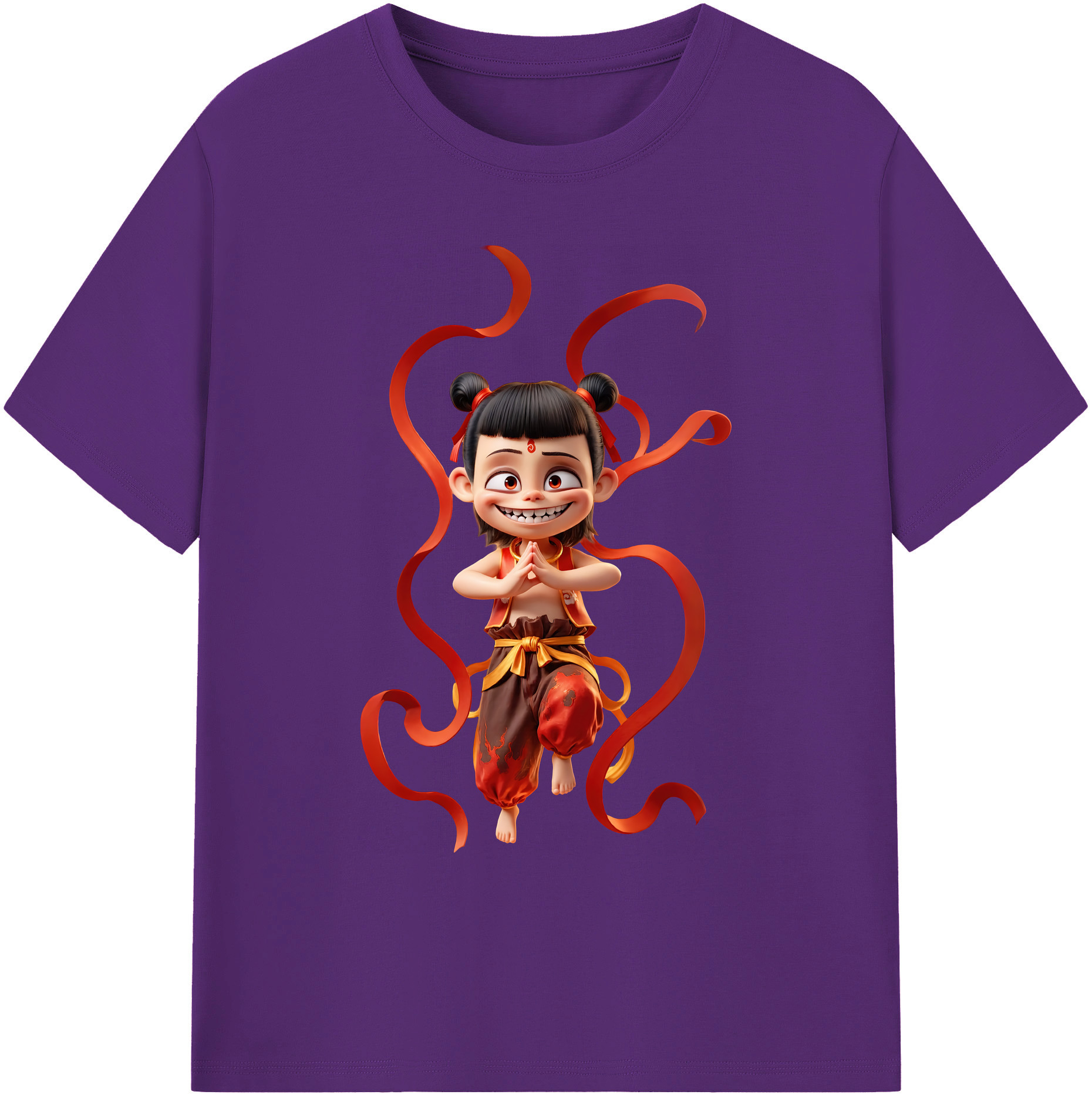 （画像用） Ne Zha 2 ナタ 魔童の大暴れ 綿100％ メンズ半袖Tシャツ｜肌触りやわらか＆通気性