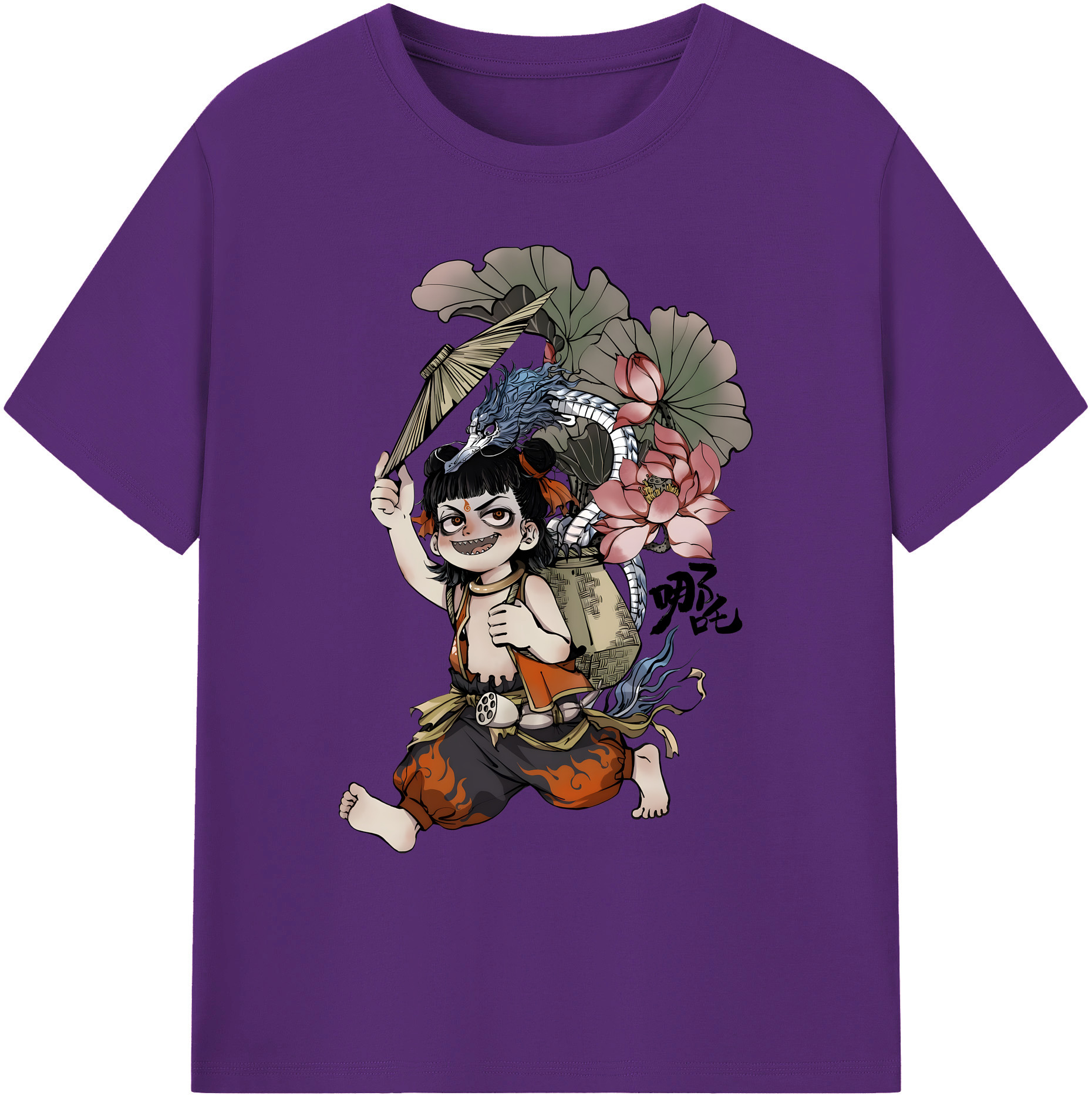 （画像用） Ne Zha 2 ナタ 魔童の大暴れ 綿100％ メンズ半袖Tシャツ｜肌触りやわらか＆通気性