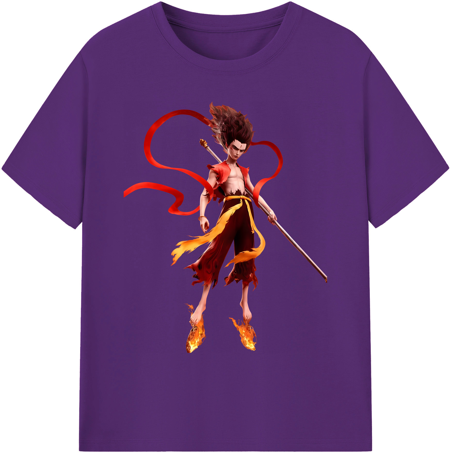 （画像用） Ne Zha 2 ナタ 魔童の大暴れ 綿100％ メンズ半袖Tシャツ｜肌触りやわらか＆通気性