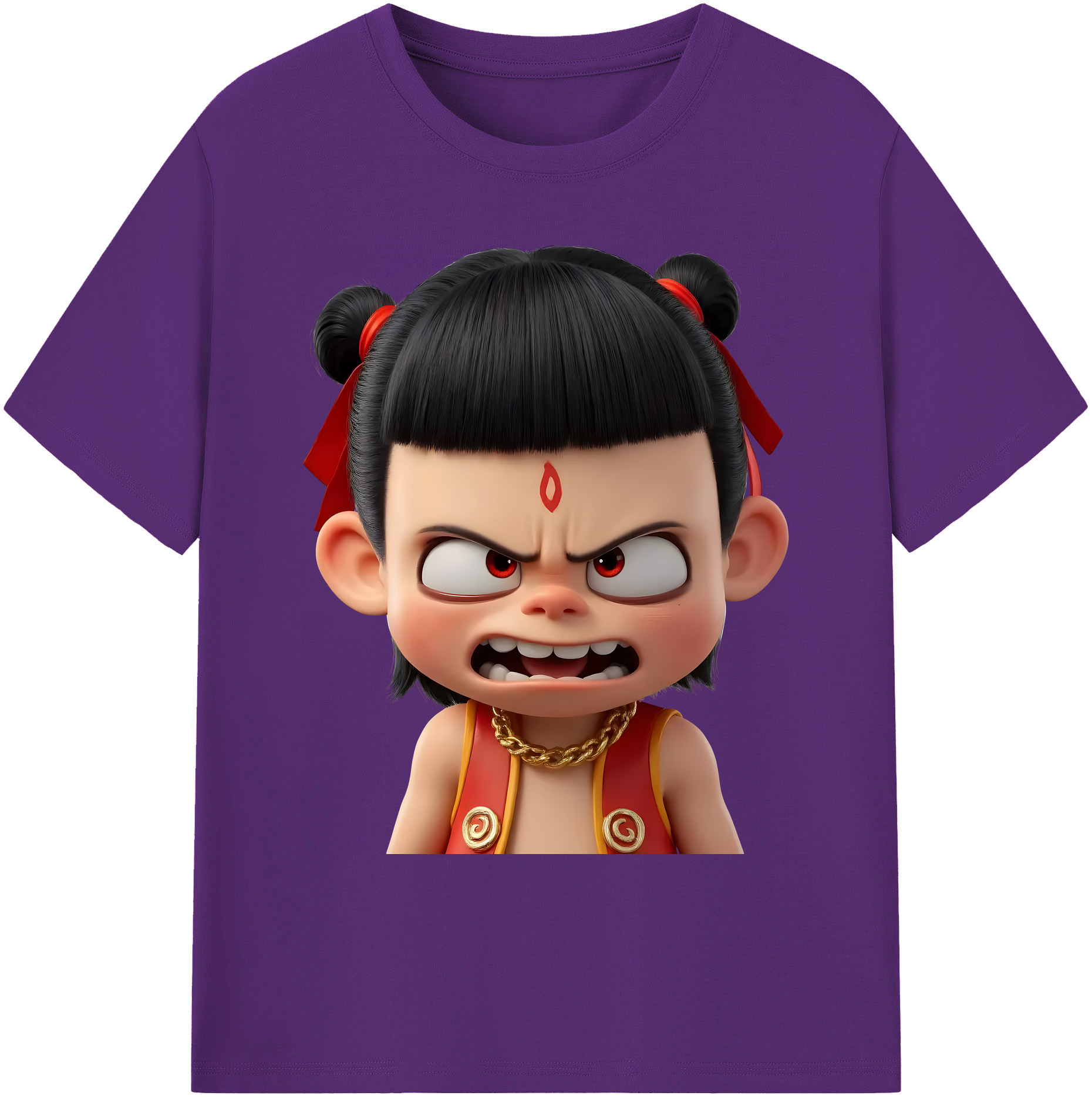 （画像用） Ne Zha 2 ナタ 魔童の大暴れ 綿100％ メンズ半袖Tシャツ｜肌触りやわらか＆通気性