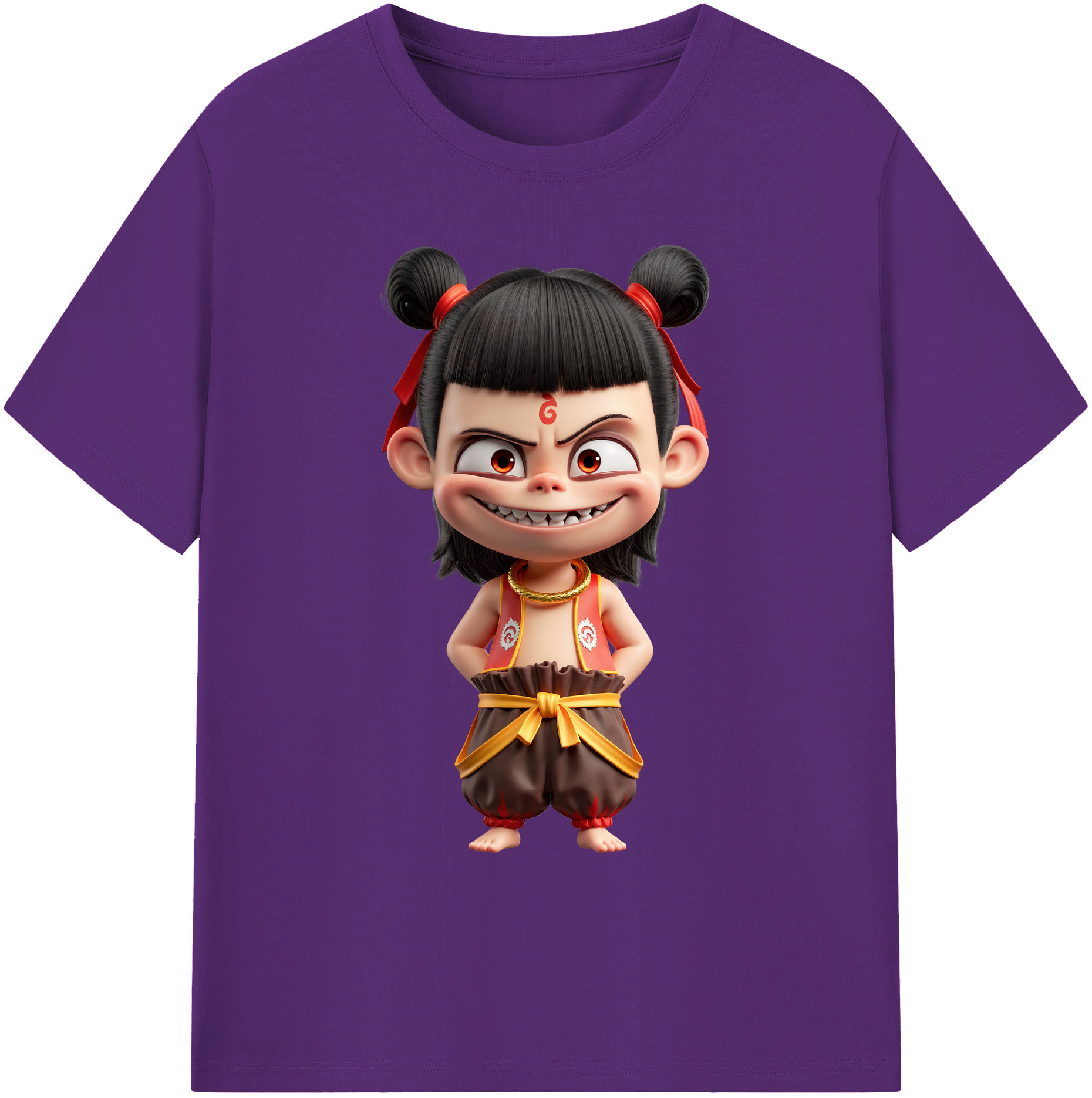 （画像用） Ne Zha 2 ナタ 魔童の大暴れ 綿100％ メンズ半袖Tシャツ｜肌触りやわらか＆通気性