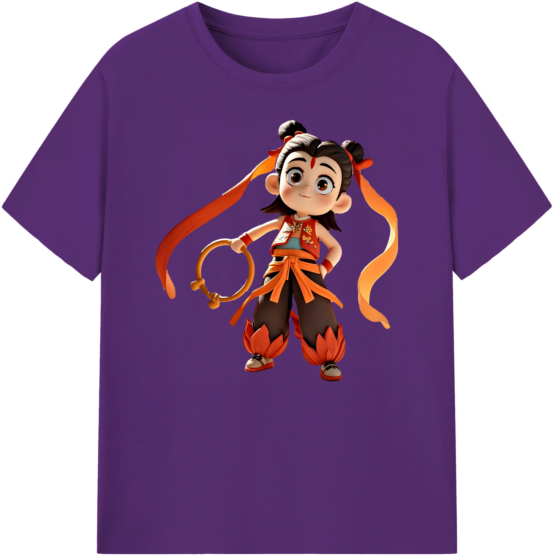 （画像用） Ne Zha 2 ナタ 魔童の大暴れ 綿100％ メンズ半袖Tシャツ｜肌触りやわらか＆通気性