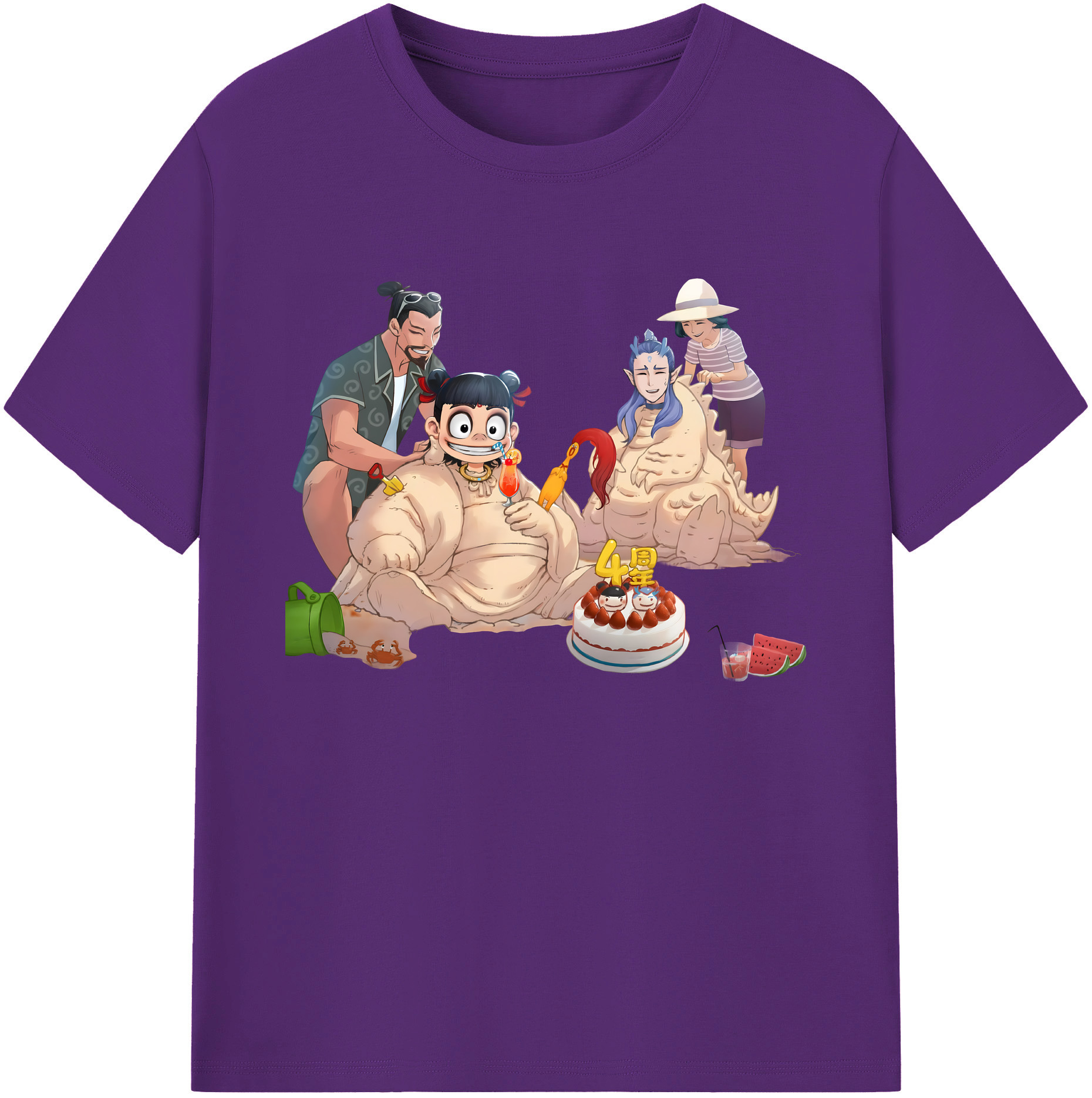 （画像用） Ne Zha 2 ナタ 魔童の大暴れ 綿100％ メンズ半袖Tシャツ｜肌触りやわらか＆通気性