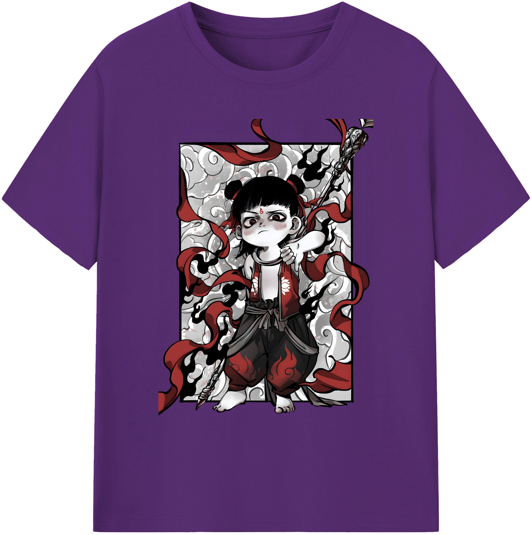 （画像用） Ne Zha 2 ナタ 魔童の大暴れ 綿100％ メンズ半袖Tシャツ｜肌触りやわらか＆通気性
