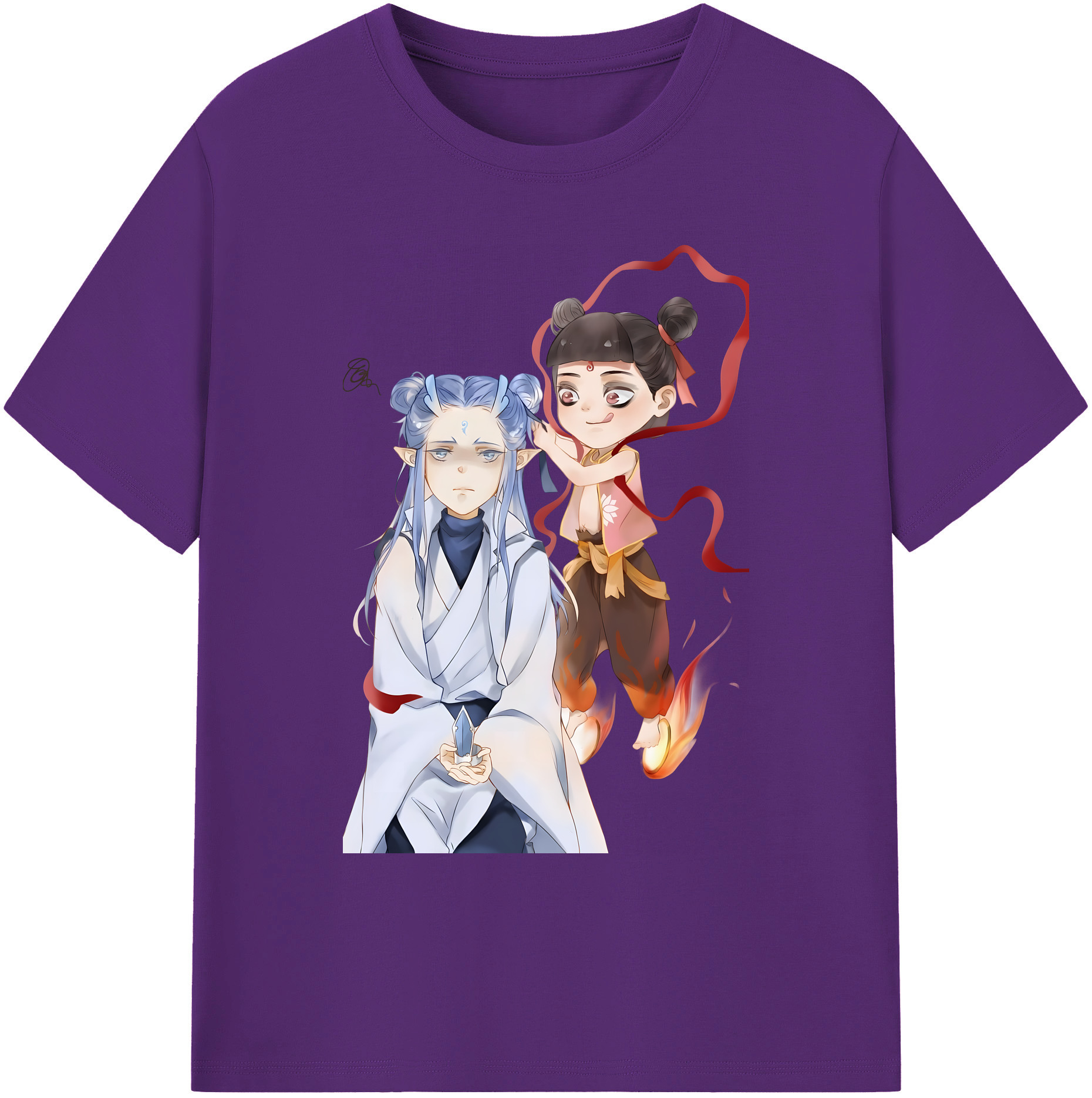 （画像用） Ne Zha 2 ナタ 魔童の大暴れ 綿100％ メンズ半袖Tシャツ｜肌触りやわらか＆通気性