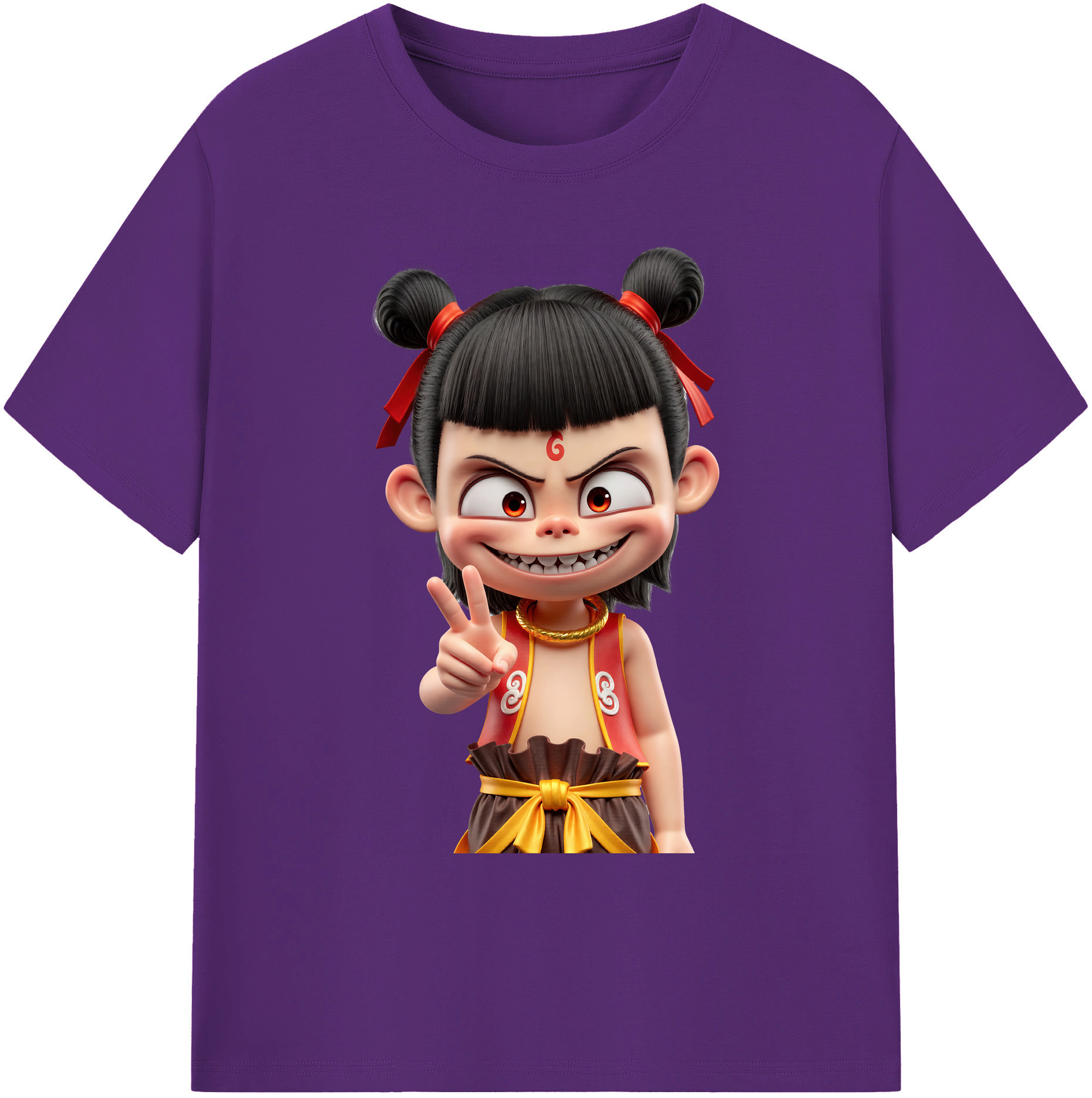 （画像用） Ne Zha 2 ナタ 魔童の大暴れ 綿100％ メンズ半袖Tシャツ｜肌触りやわらか＆通気性