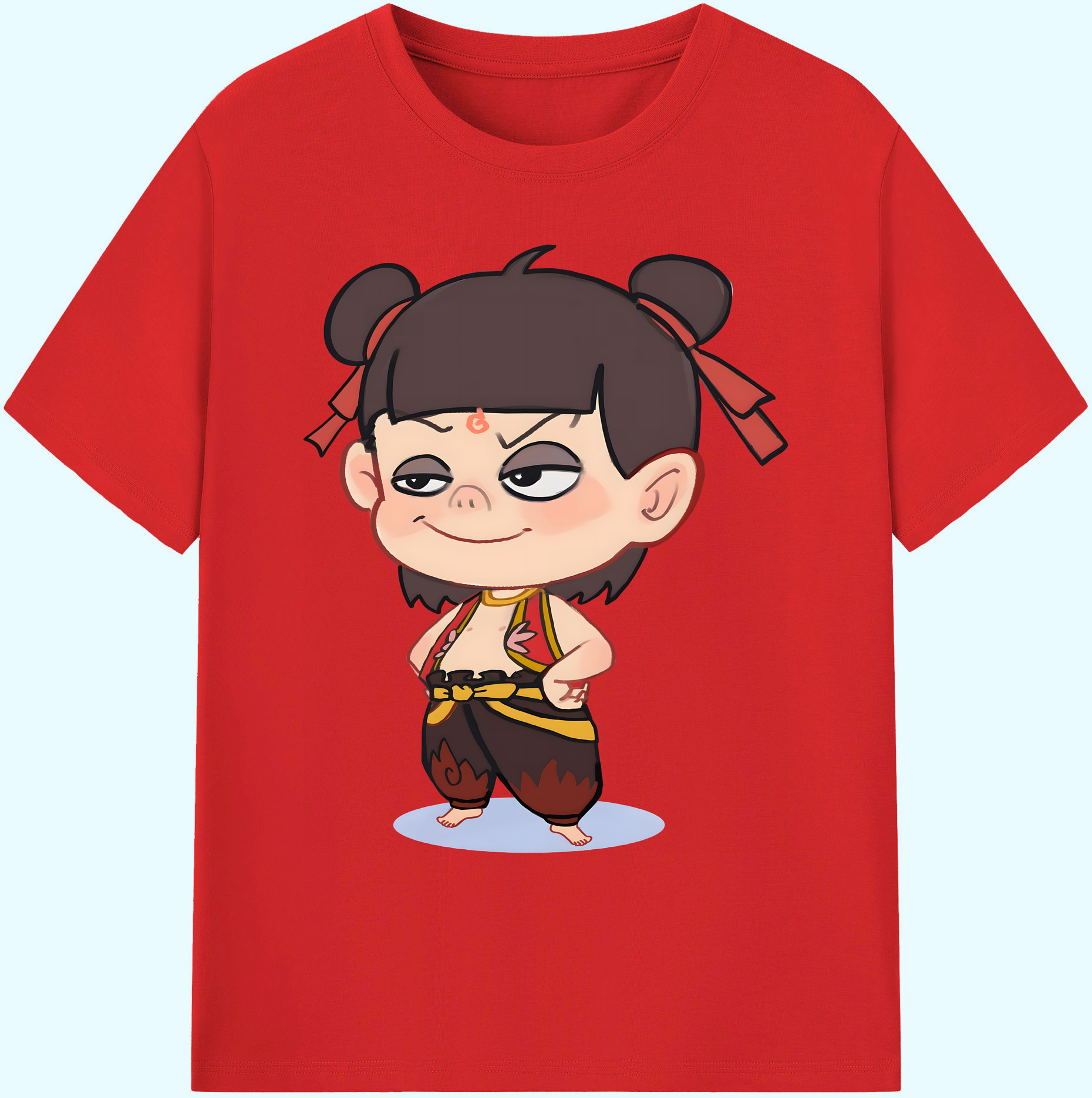 （画像用） Ne Zha 2 ナタ 魔童の大暴れ 綿100％ メンズ半袖Tシャツ｜肌触りやわらか＆通気性