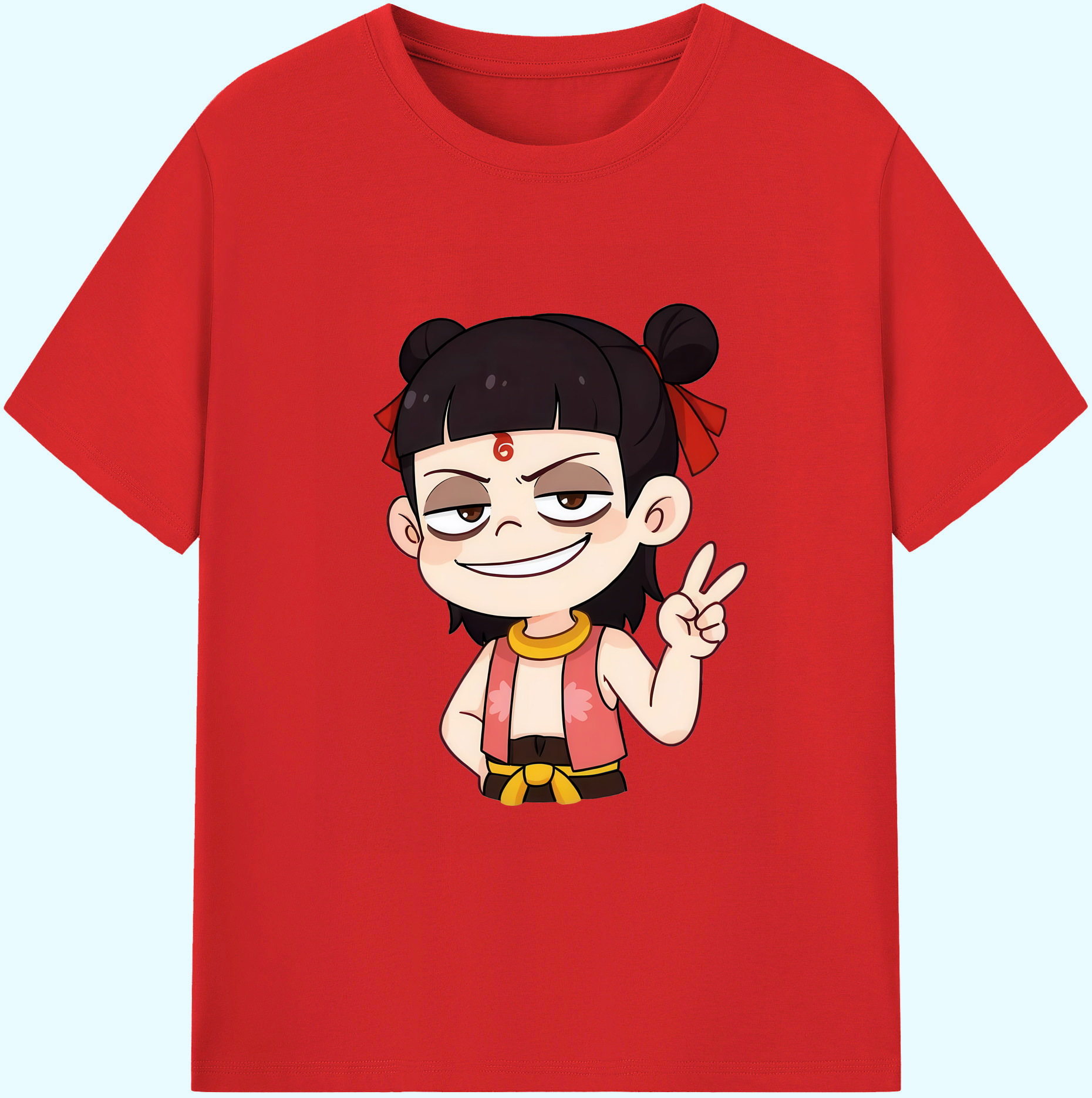 （画像用） Ne Zha 2 ナタ 魔童の大暴れ 綿100％ メンズ半袖Tシャツ｜肌触りやわらか＆通気性