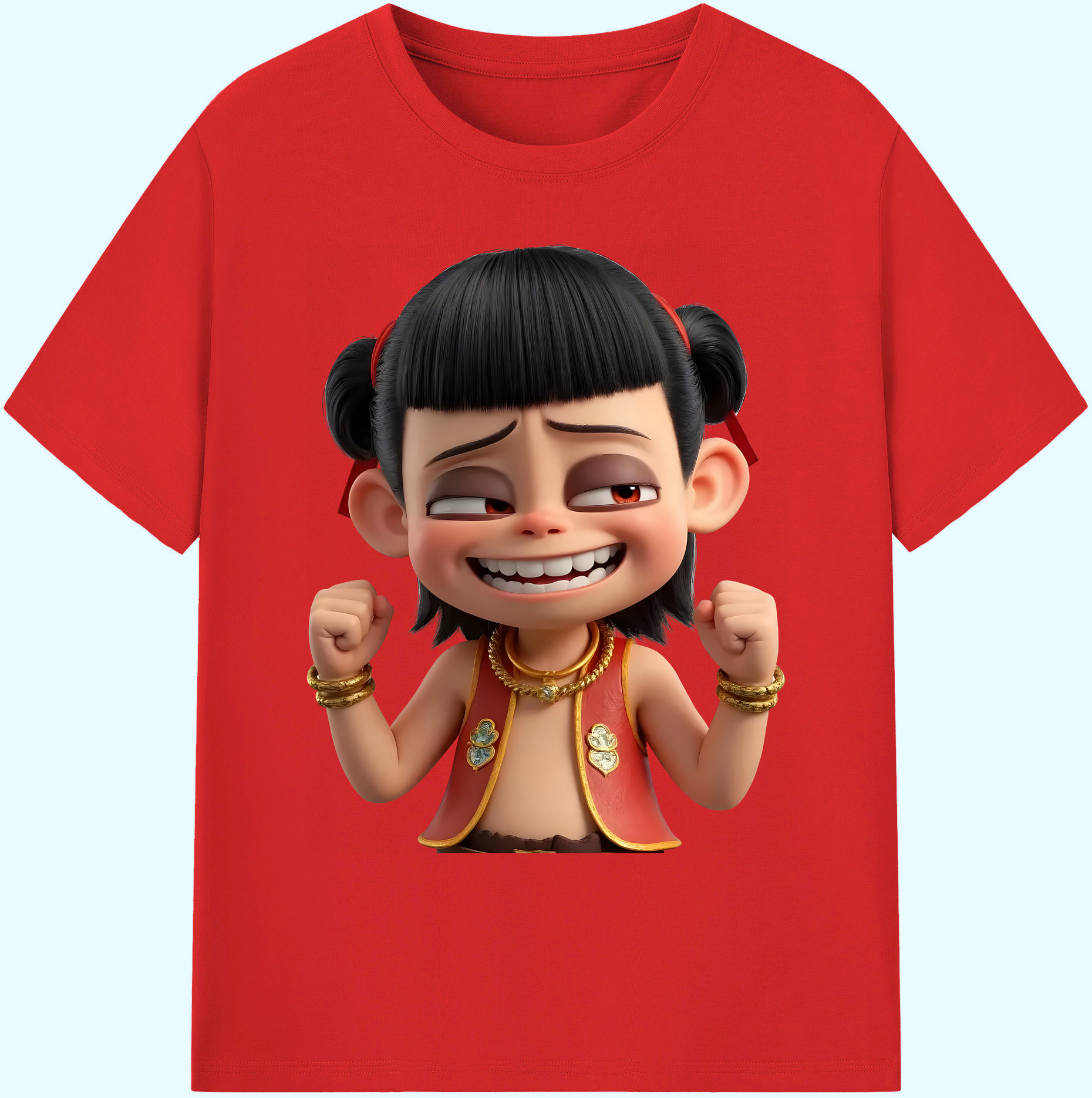 （画像用） Ne Zha 2 ナタ 魔童の大暴れ 綿100％ メンズ半袖Tシャツ｜肌触りやわらか＆通気性