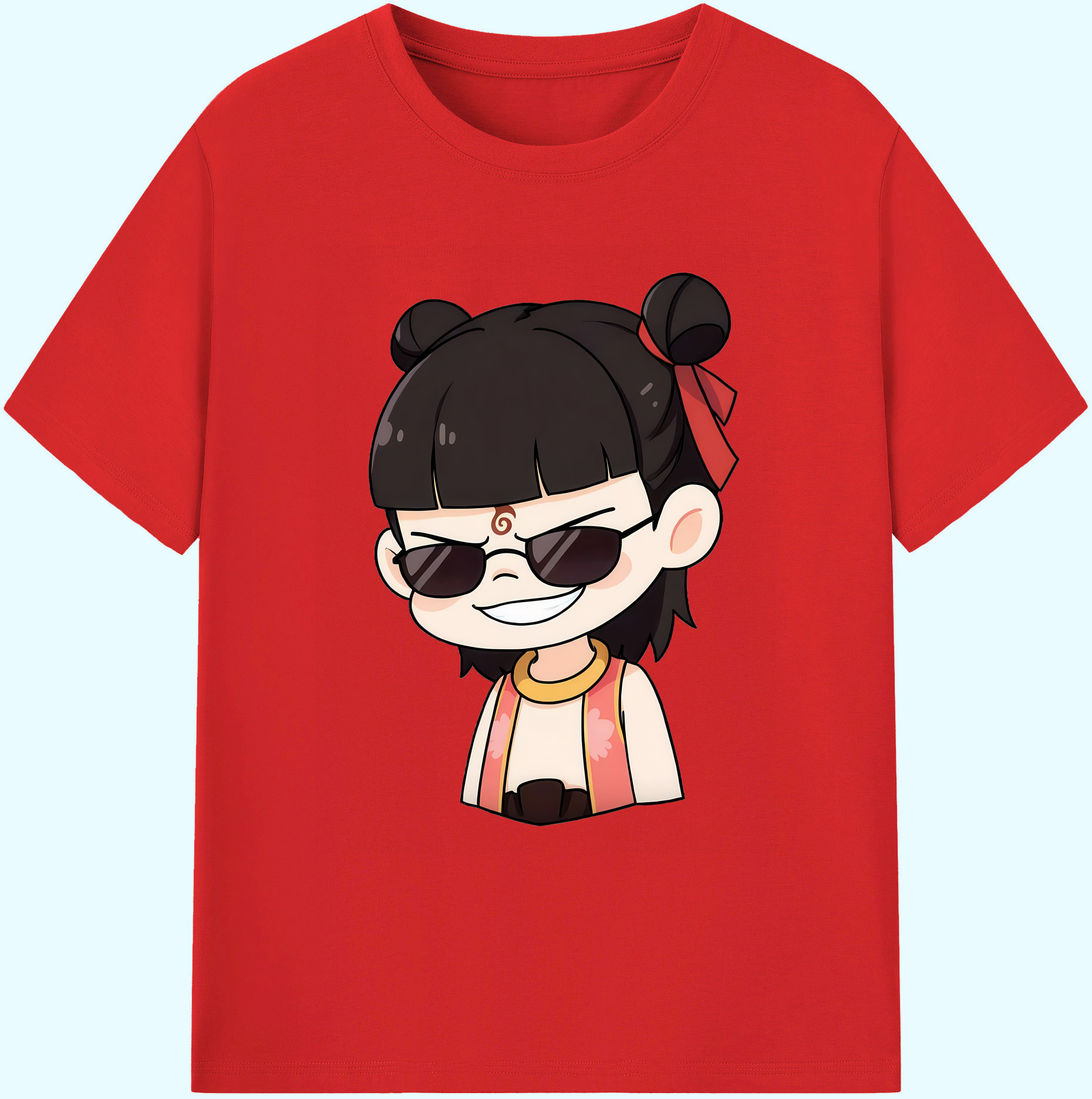 （画像用） Ne Zha 2 ナタ 魔童の大暴れ 綿100％ メンズ半袖Tシャツ｜肌触りやわらか＆通気性