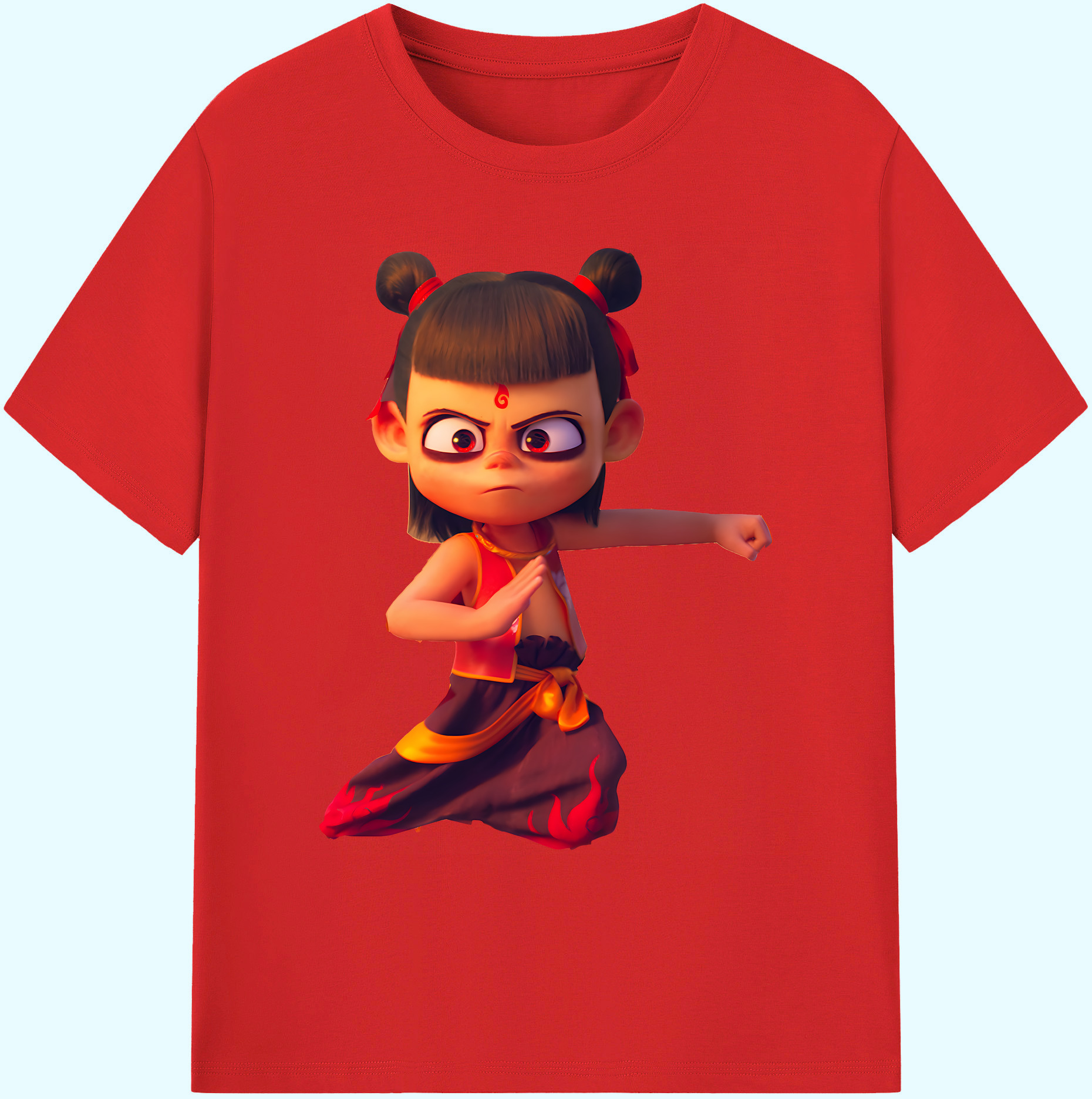 （画像用） Ne Zha 2 ナタ 魔童の大暴れ 綿100％ メンズ半袖Tシャツ｜肌触りやわらか＆通気性