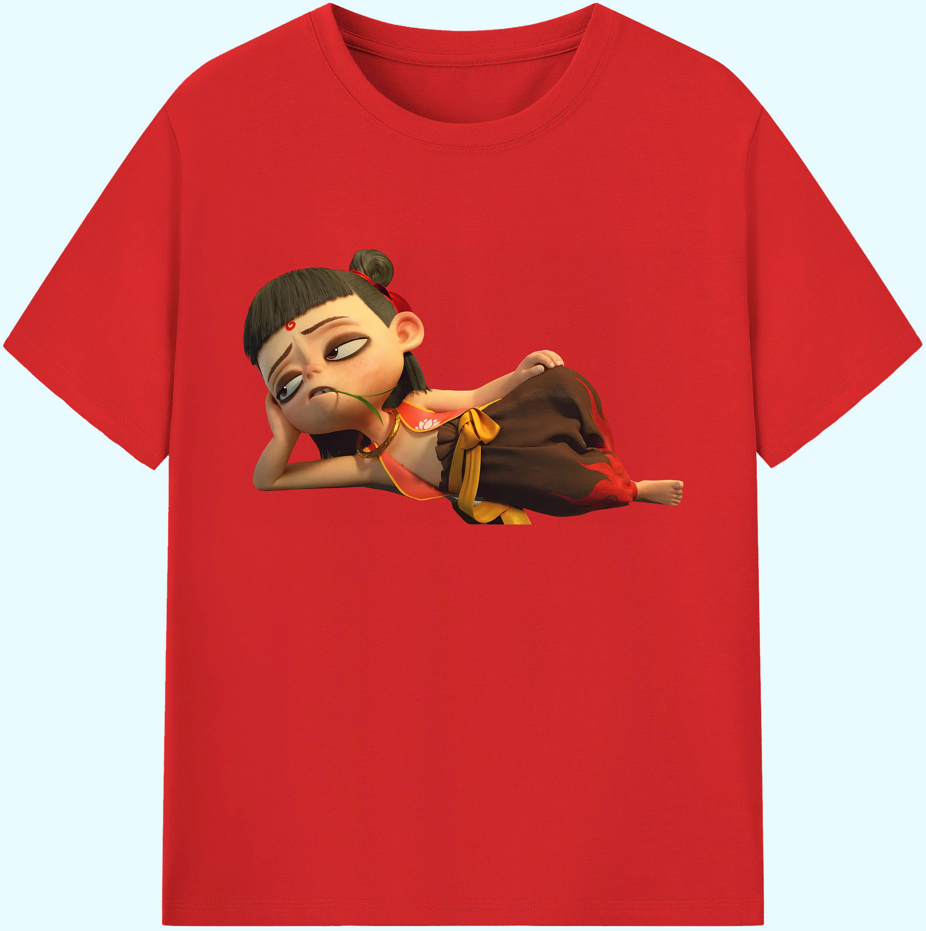 （画像用） Ne Zha 2 ナタ 魔童の大暴れ 綿100％ メンズ半袖Tシャツ｜肌触りやわらか＆通気性