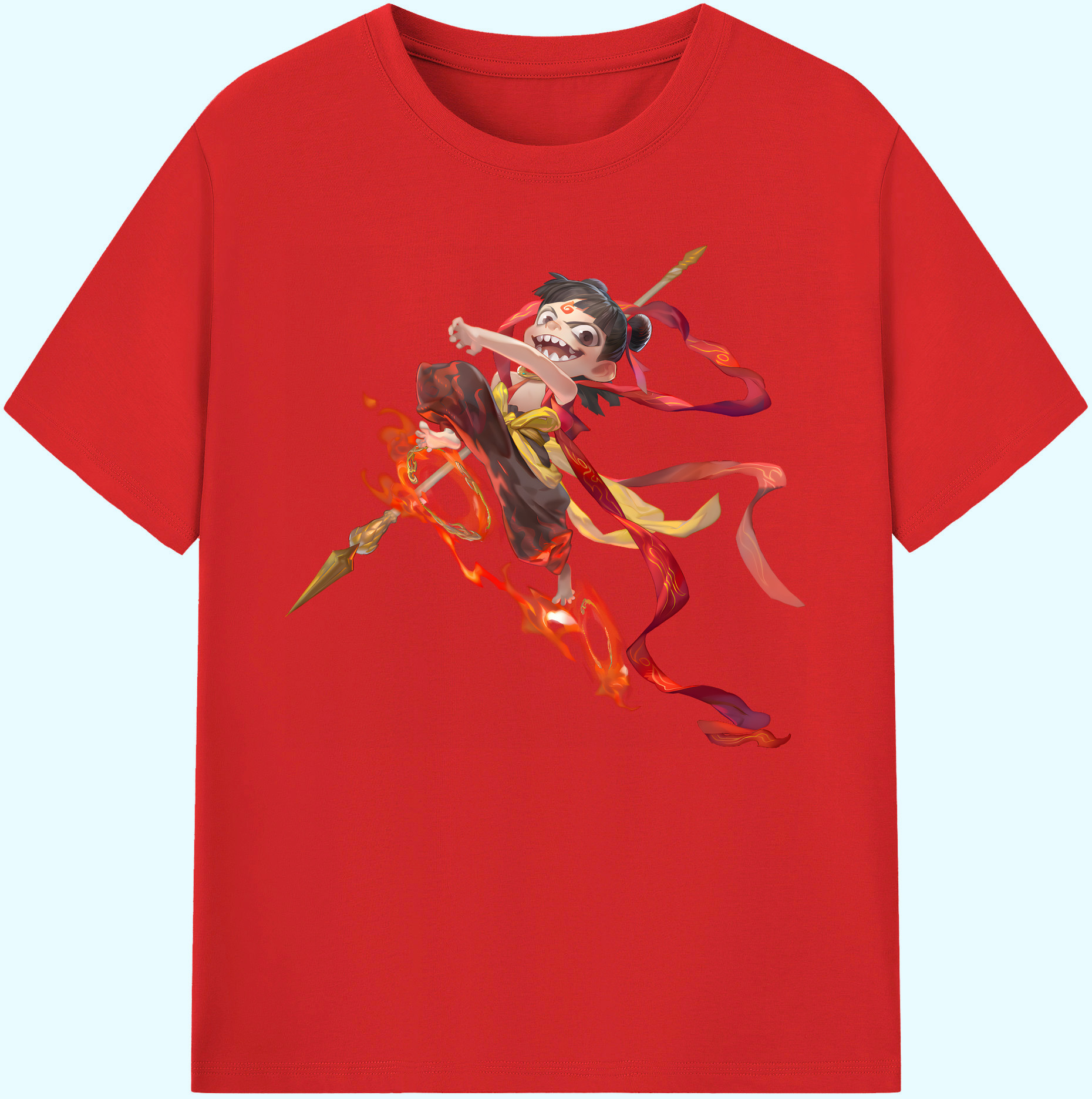 （画像用） Ne Zha 2 ナタ 魔童の大暴れ 綿100％ メンズ半袖Tシャツ｜肌触りやわらか＆通気性