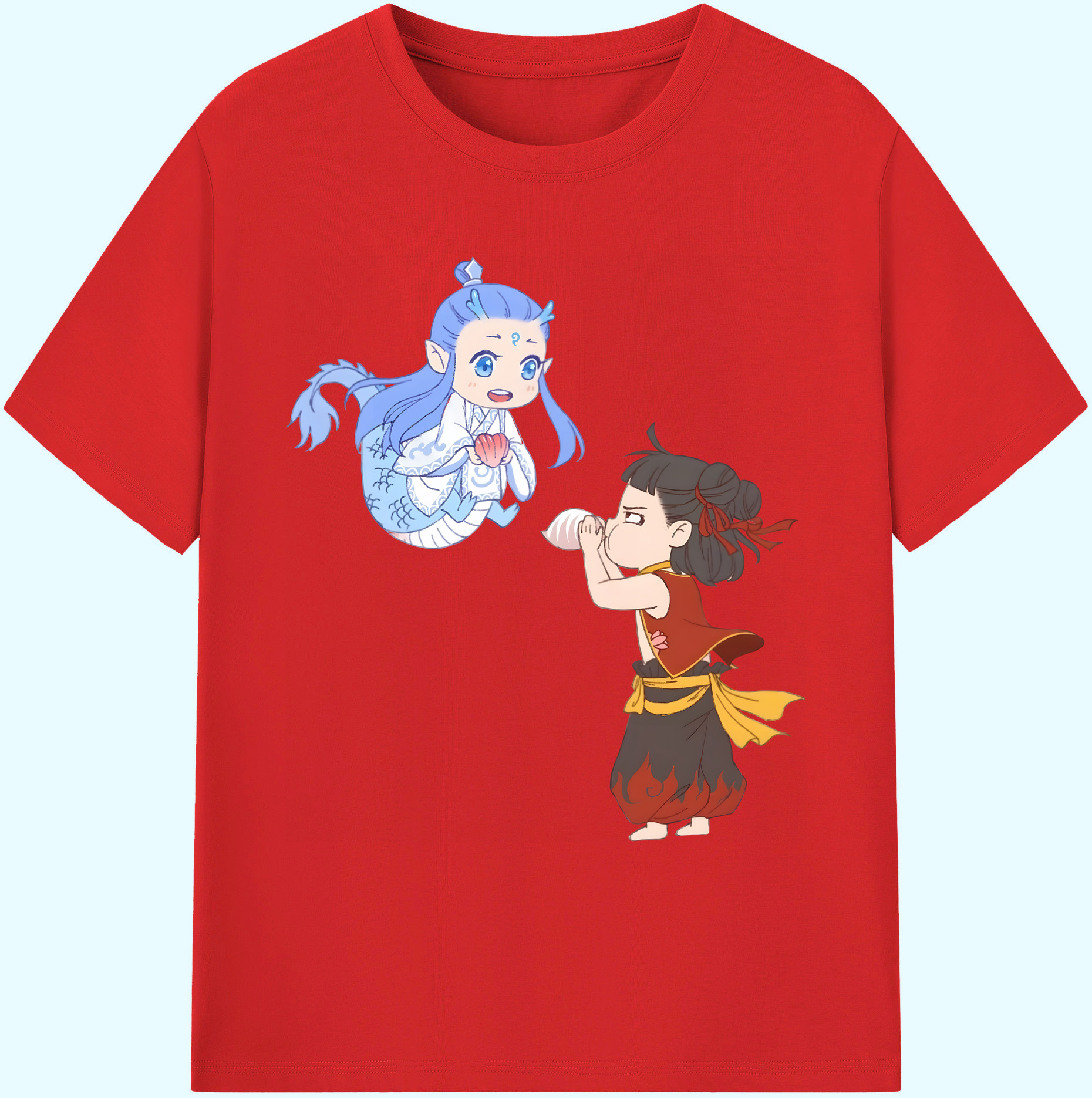 （画像用） Ne Zha 2 ナタ 魔童の大暴れ 綿100％ メンズ半袖Tシャツ｜肌触りやわらか＆通気性