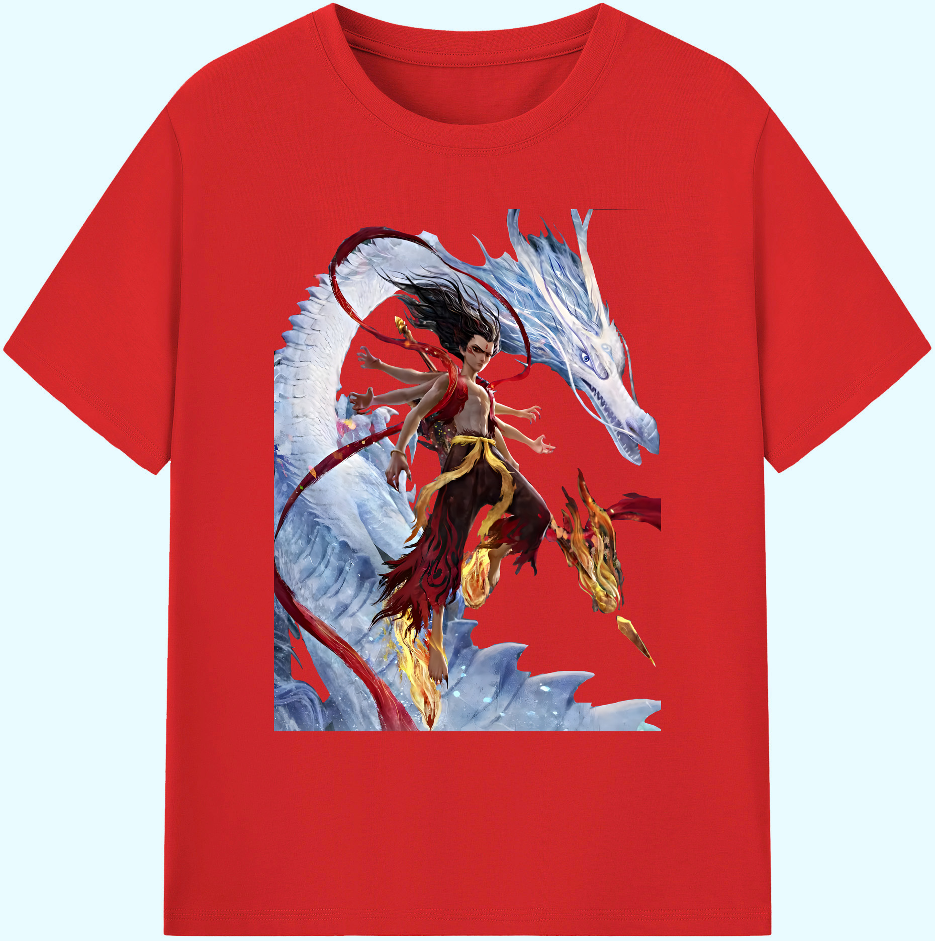 （画像用） Ne Zha 2 ナタ 魔童の大暴れ 綿100％ メンズ半袖Tシャツ｜肌触りやわらか＆通気性