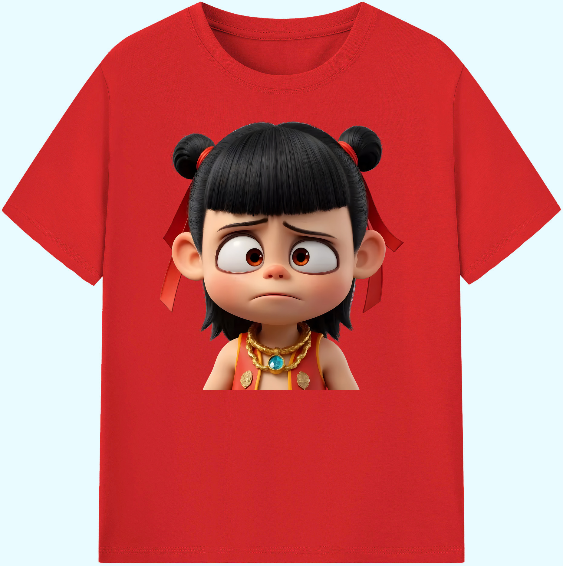 （画像用） Ne Zha 2 ナタ 魔童の大暴れ 綿100％ メンズ半袖Tシャツ｜肌触りやわらか＆通気性