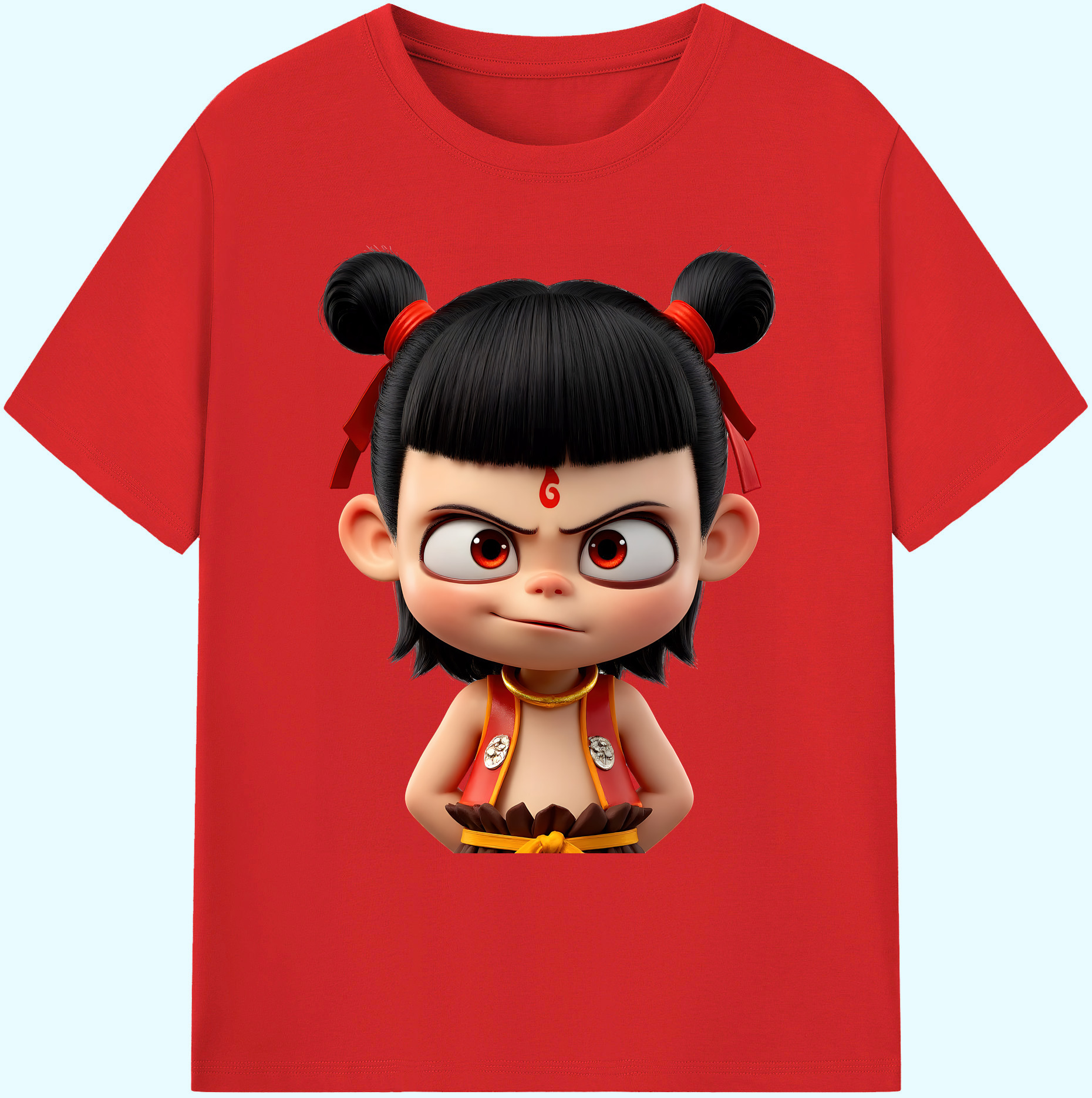 （画像用） Ne Zha 2 ナタ 魔童の大暴れ 綿100％ メンズ半袖Tシャツ｜肌触りやわらか＆通気性
