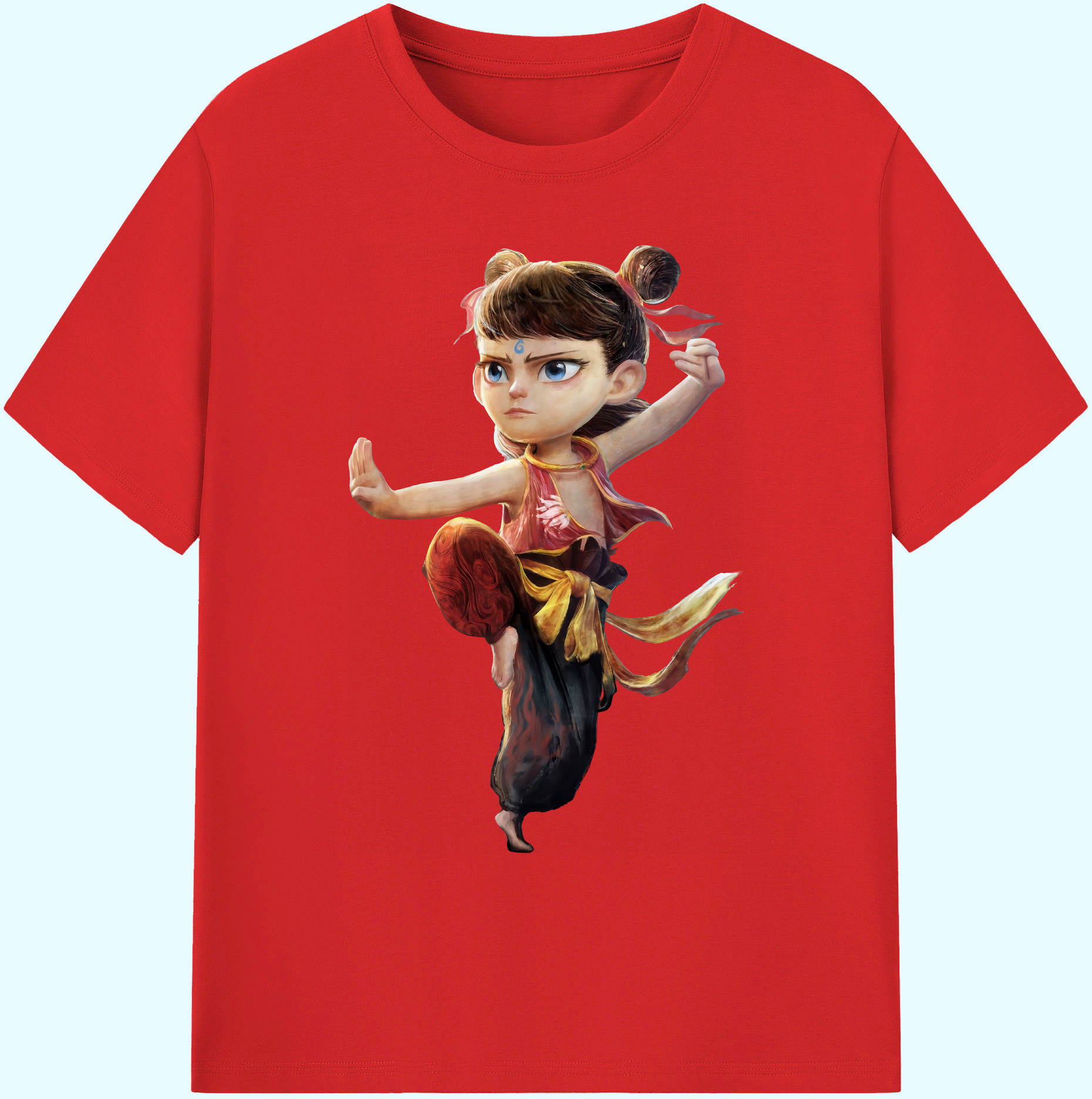 （画像用） Ne Zha 2 ナタ 魔童の大暴れ 綿100％ メンズ半袖Tシャツ｜肌触りやわらか＆通気性