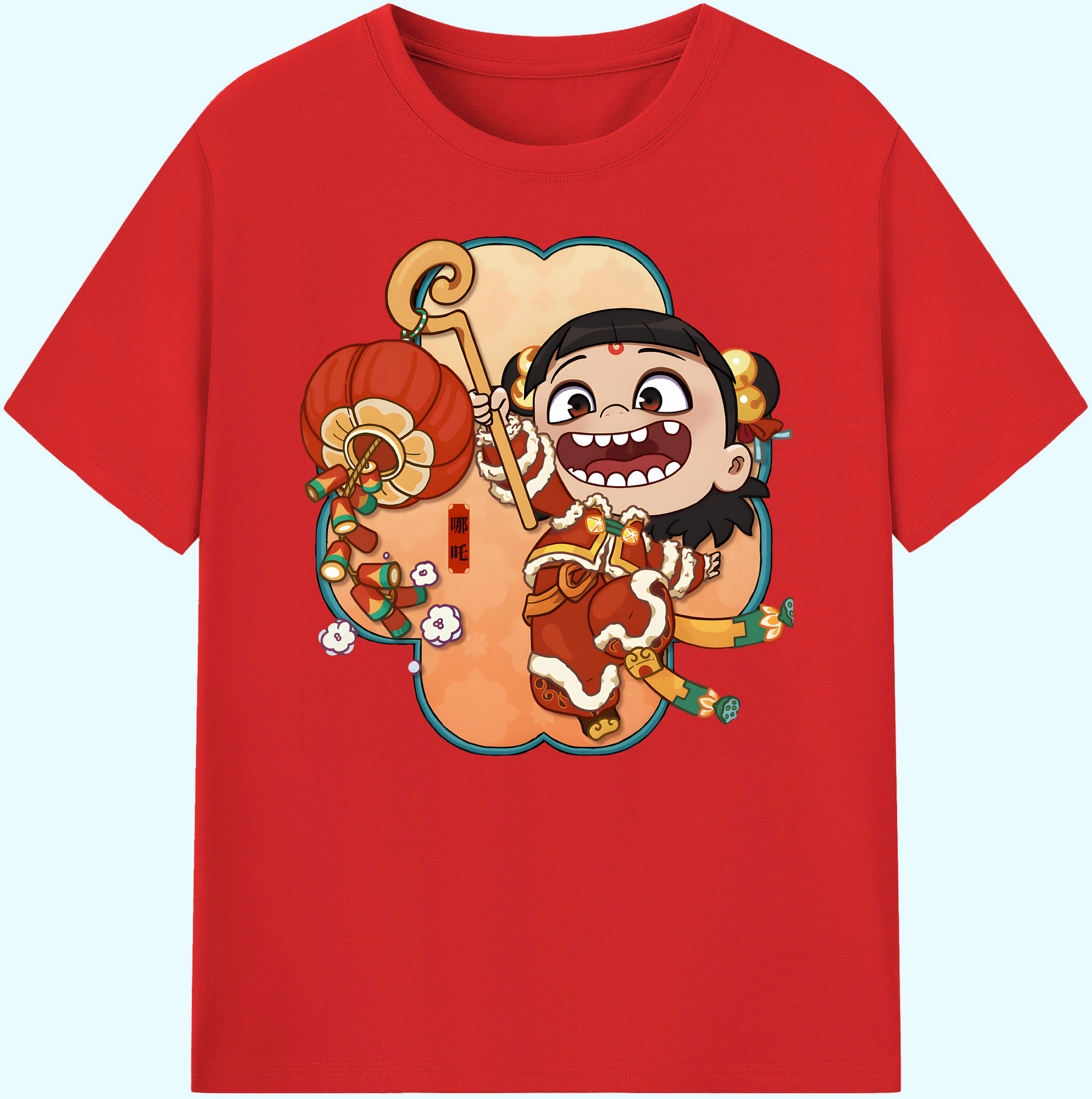 （画像用） Ne Zha 2 ナタ 魔童の大暴れ 綿100％ メンズ半袖Tシャツ｜肌触りやわらか＆通気性
