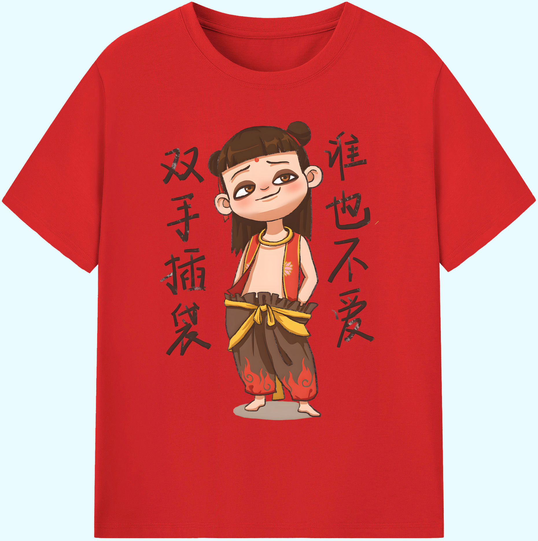 （画像用） Ne Zha 2 ナタ 魔童の大暴れ 綿100％ メンズ半袖Tシャツ｜肌触りやわらか＆通気性