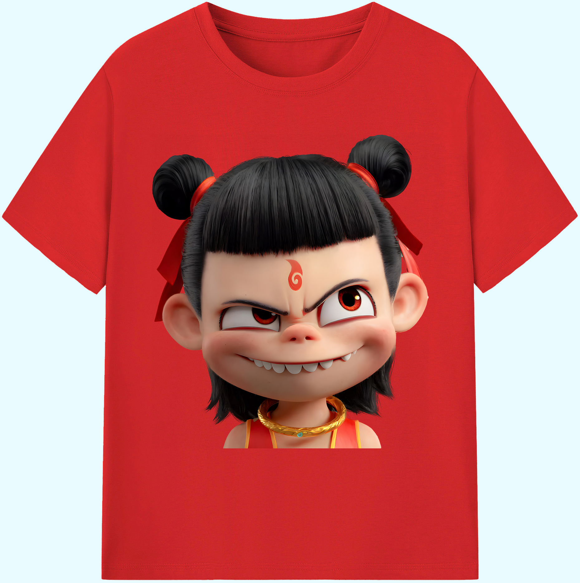 （画像用） Ne Zha 2 ナタ 魔童の大暴れ 綿100％ メンズ半袖Tシャツ｜肌触りやわらか＆通気性