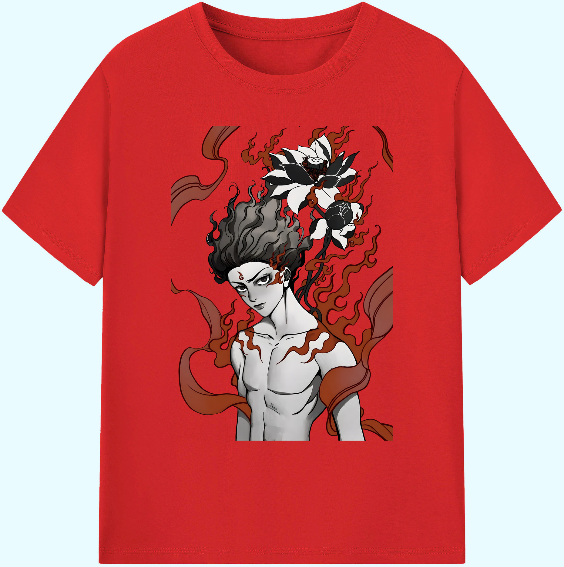 （画像用） Ne Zha 2 ナタ 魔童の大暴れ 綿100％ メンズ半袖Tシャツ｜肌触りやわらか＆通気性