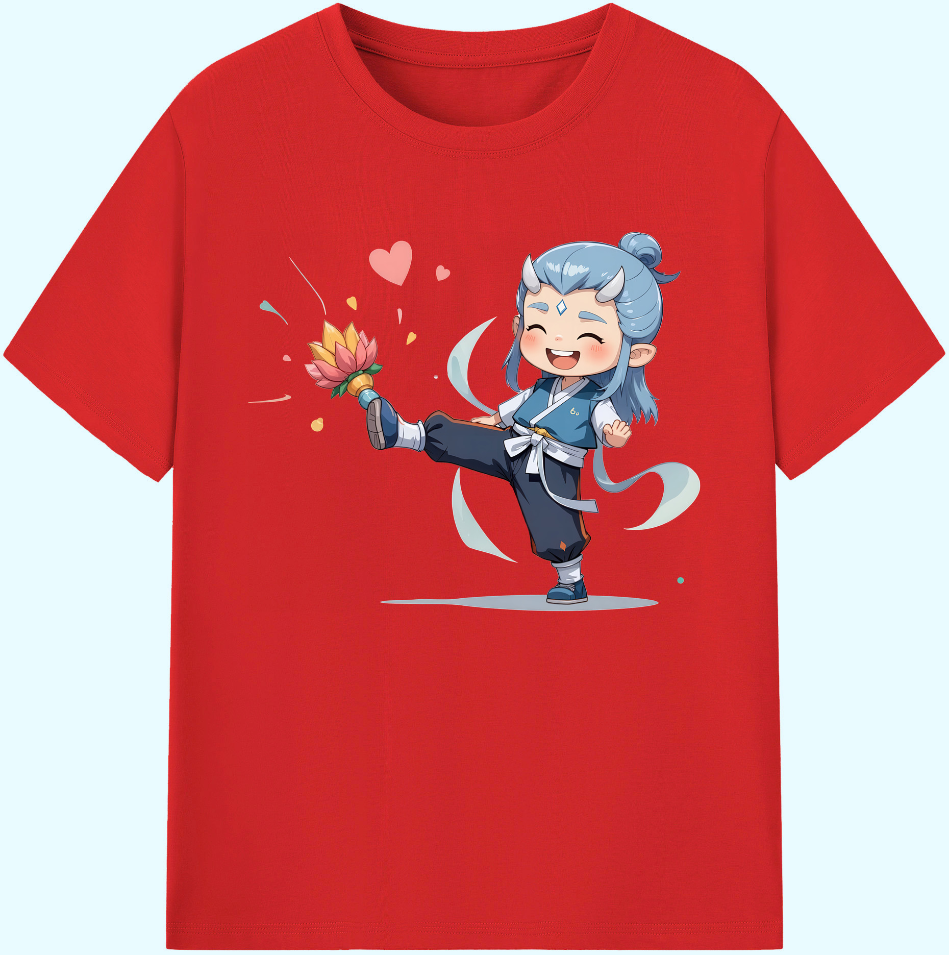 （画像用） Ne Zha 2 ナタ 魔童の大暴れ 綿100％ メンズ半袖Tシャツ｜肌触りやわらか＆通気性