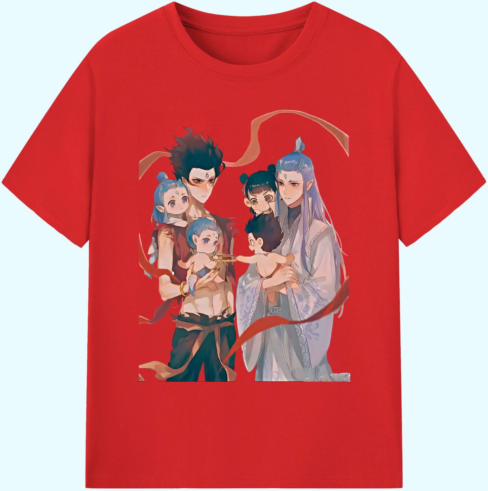 （画像用） Ne Zha 2 ナタ 魔童の大暴れ 綿100％ メンズ半袖Tシャツ｜肌触りやわらか＆通気性