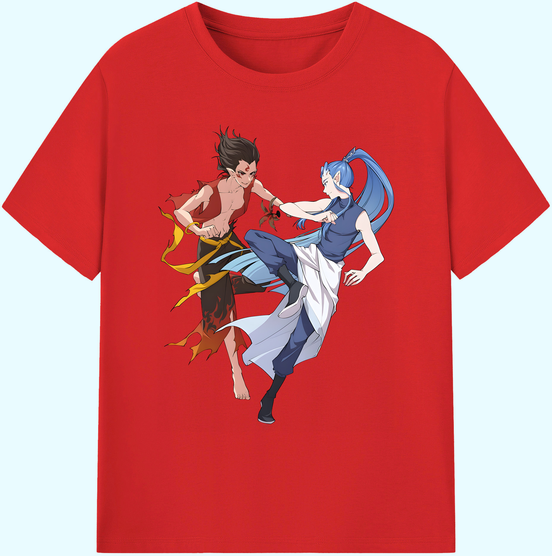 （画像用） Ne Zha 2 ナタ 魔童の大暴れ 綿100％ メンズ半袖Tシャツ｜肌触りやわらか＆通気性