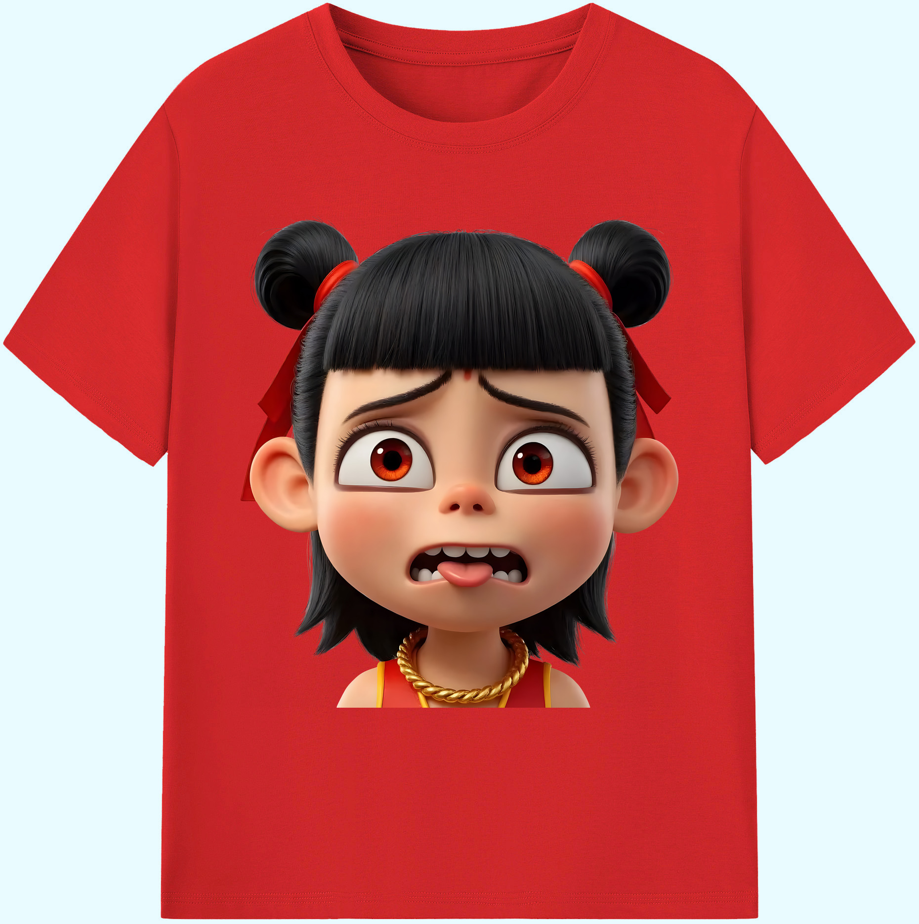 （画像用） Ne Zha 2 ナタ 魔童の大暴れ 綿100％ メンズ半袖Tシャツ｜肌触りやわらか＆通気性