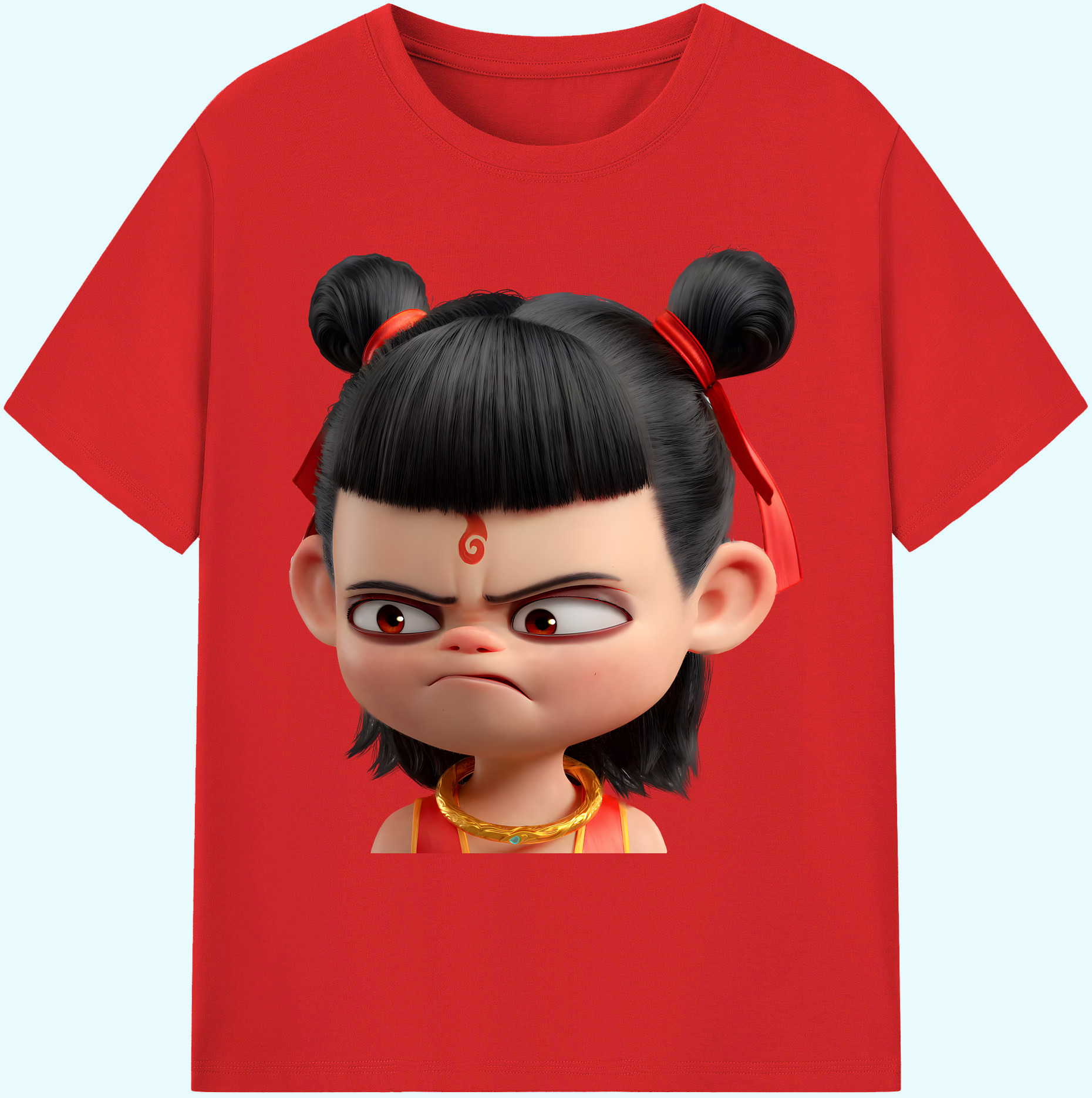 （画像用） Ne Zha 2 ナタ 魔童の大暴れ 綿100％ メンズ半袖Tシャツ｜肌触りやわらか＆通気性