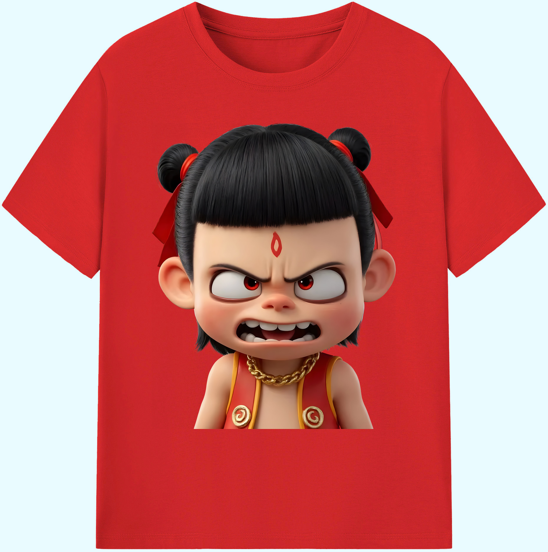 （画像用） Ne Zha 2 ナタ 魔童の大暴れ 綿100％ メンズ半袖Tシャツ｜肌触りやわらか＆通気性