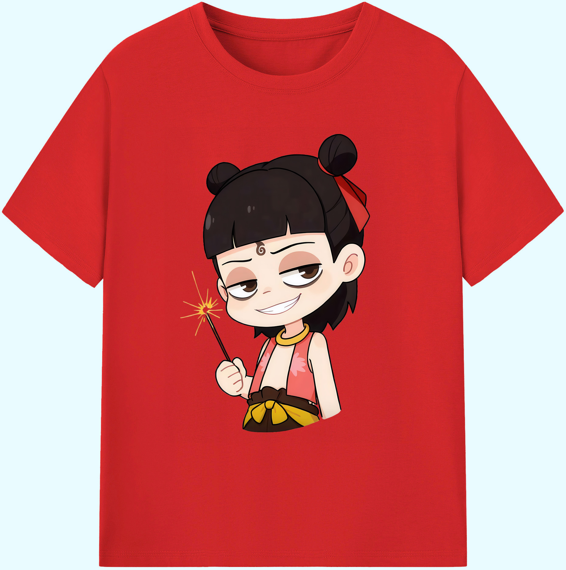 （画像用） Ne Zha 2 ナタ 魔童の大暴れ 綿100％ メンズ半袖Tシャツ｜肌触りやわらか＆通気性